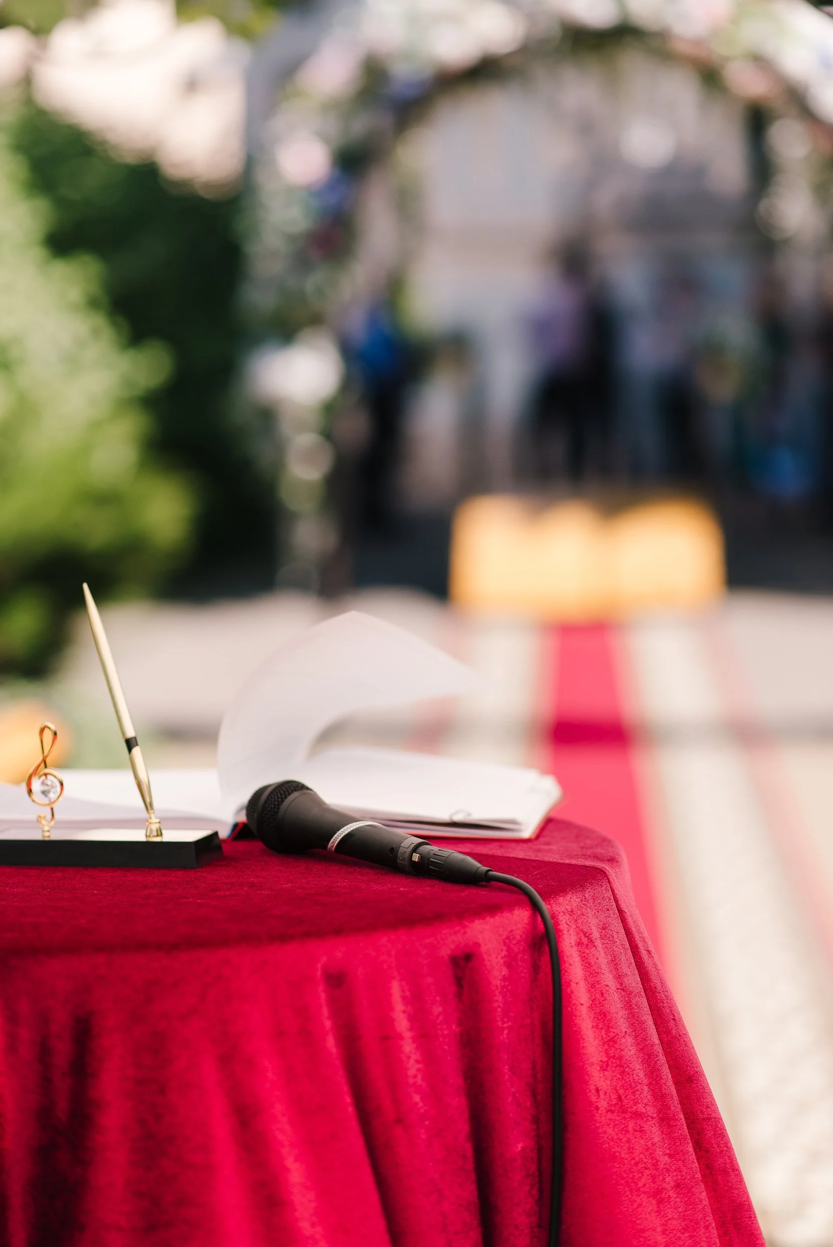 Microphone on table for event production consultation