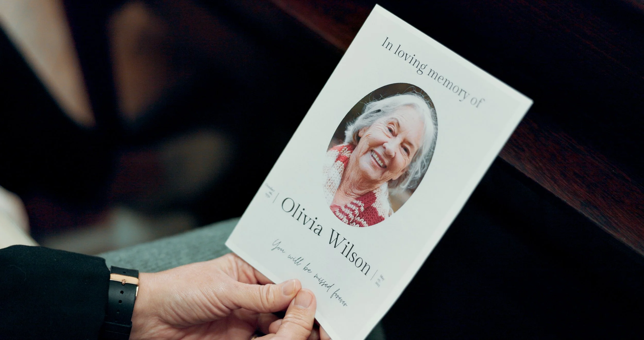 Printed memorial program and celebration of life media