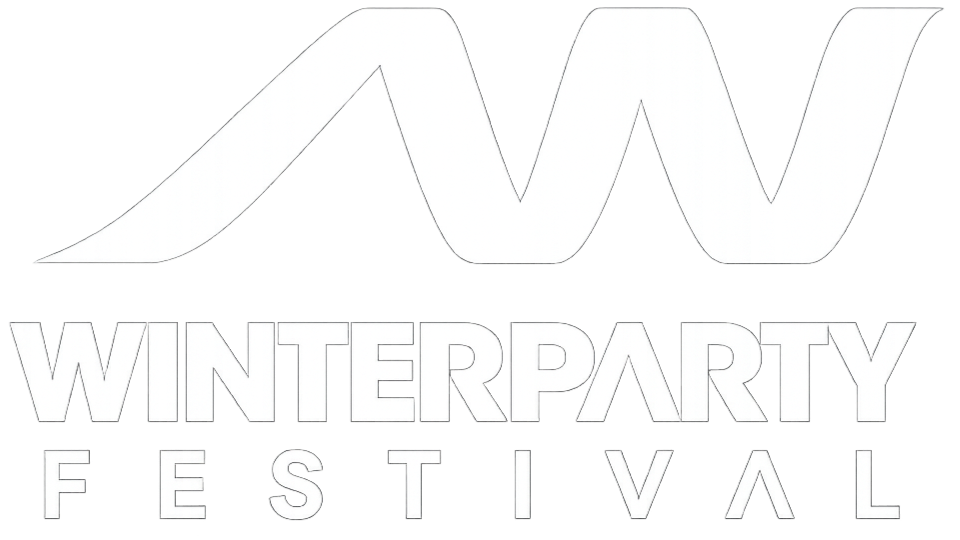 Logo for the Winterparty Festival featuring stylized mountain peaks and the event name in bold, uppercase letters.