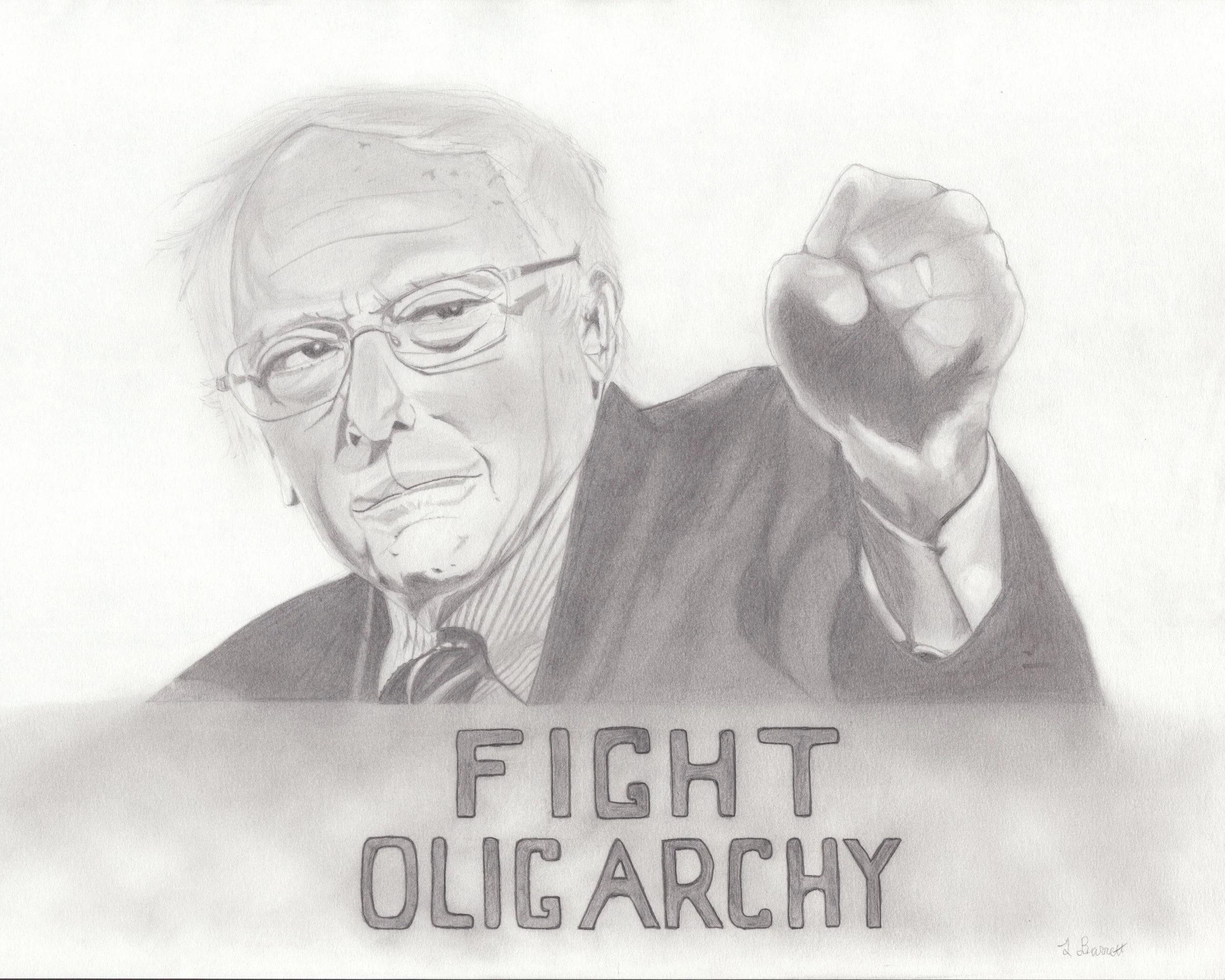 Bernie Fight Oligarchy 2025
14"x11" graphite art paper