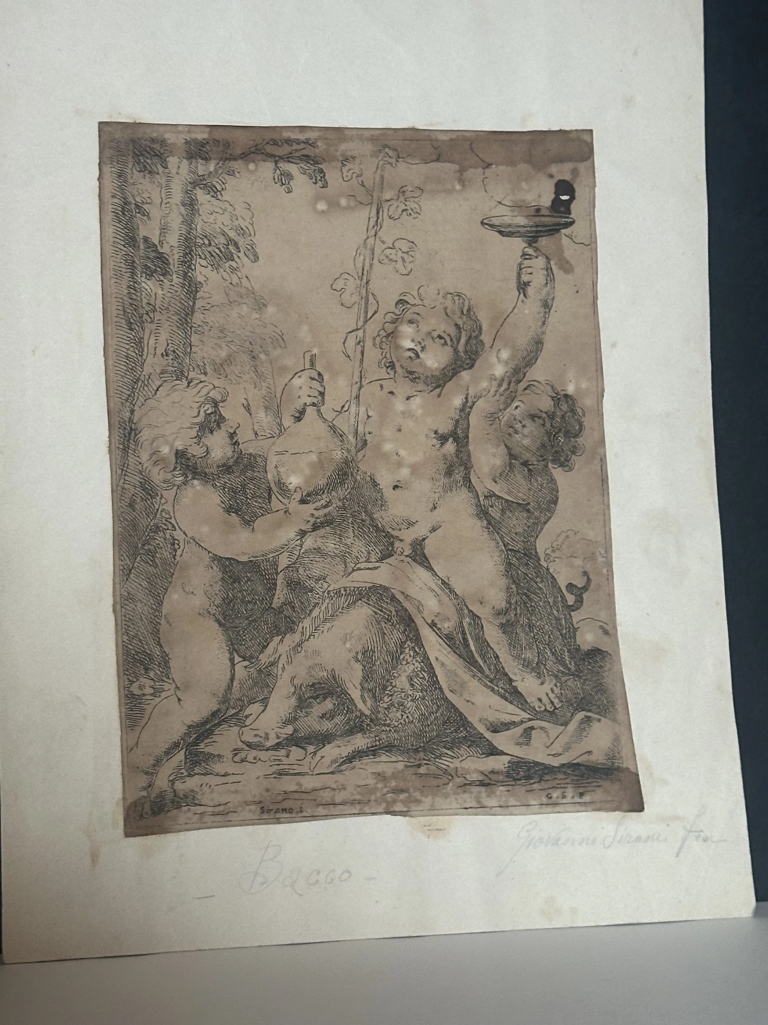 “Bacchanal with 3 Putti” Etching