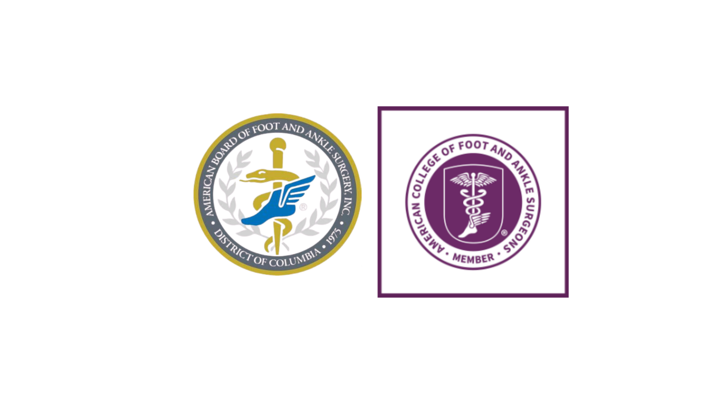 Logos of the American Board of Foot and Ankle Surgery and the American College of Foot and Ankle Surgeons.