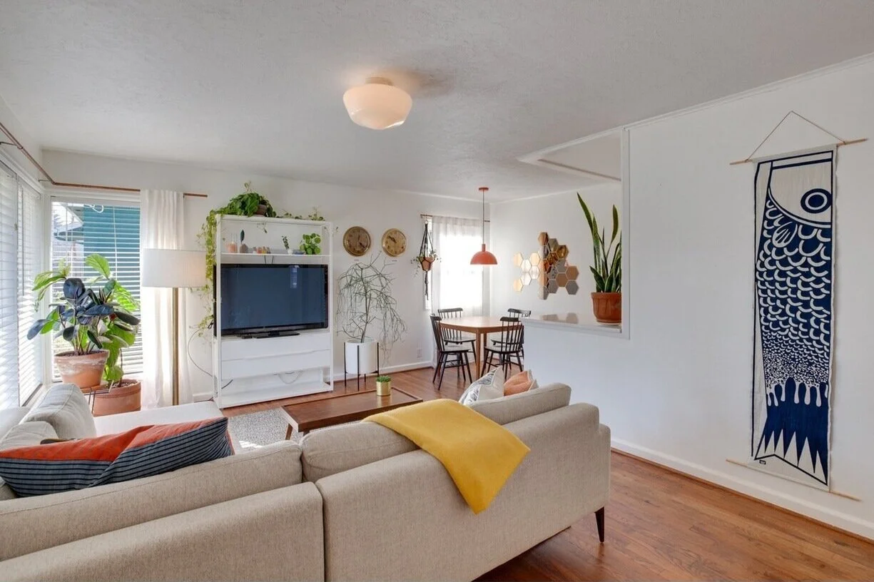 Opened up interior wall between kitchen and living during kitchen remodel to create more open floor plan.