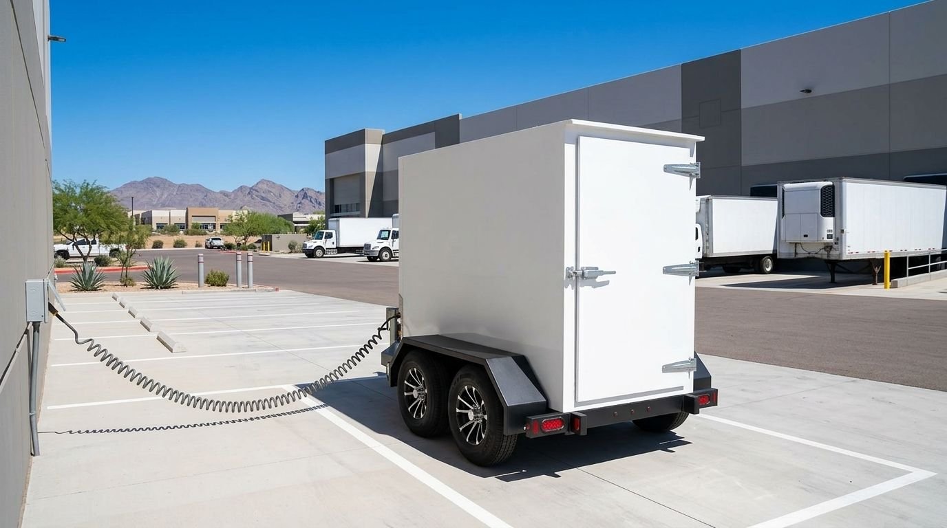 A mobile freezer trailer labeled AZ