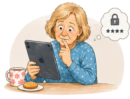 woman confused about tablet security