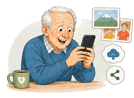 man happy with his apps