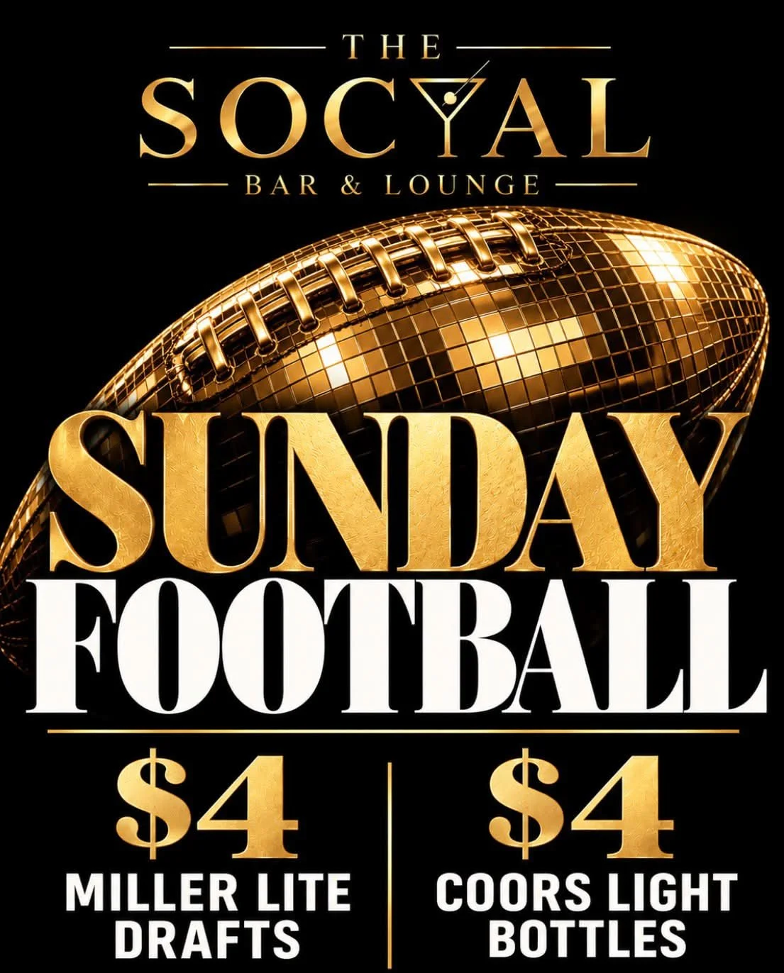 Enjoy $4 Miller Lite Drafts and $4 Coors Light Bottles during every NFL game!

Your Sunday plans? Handled. 🏈