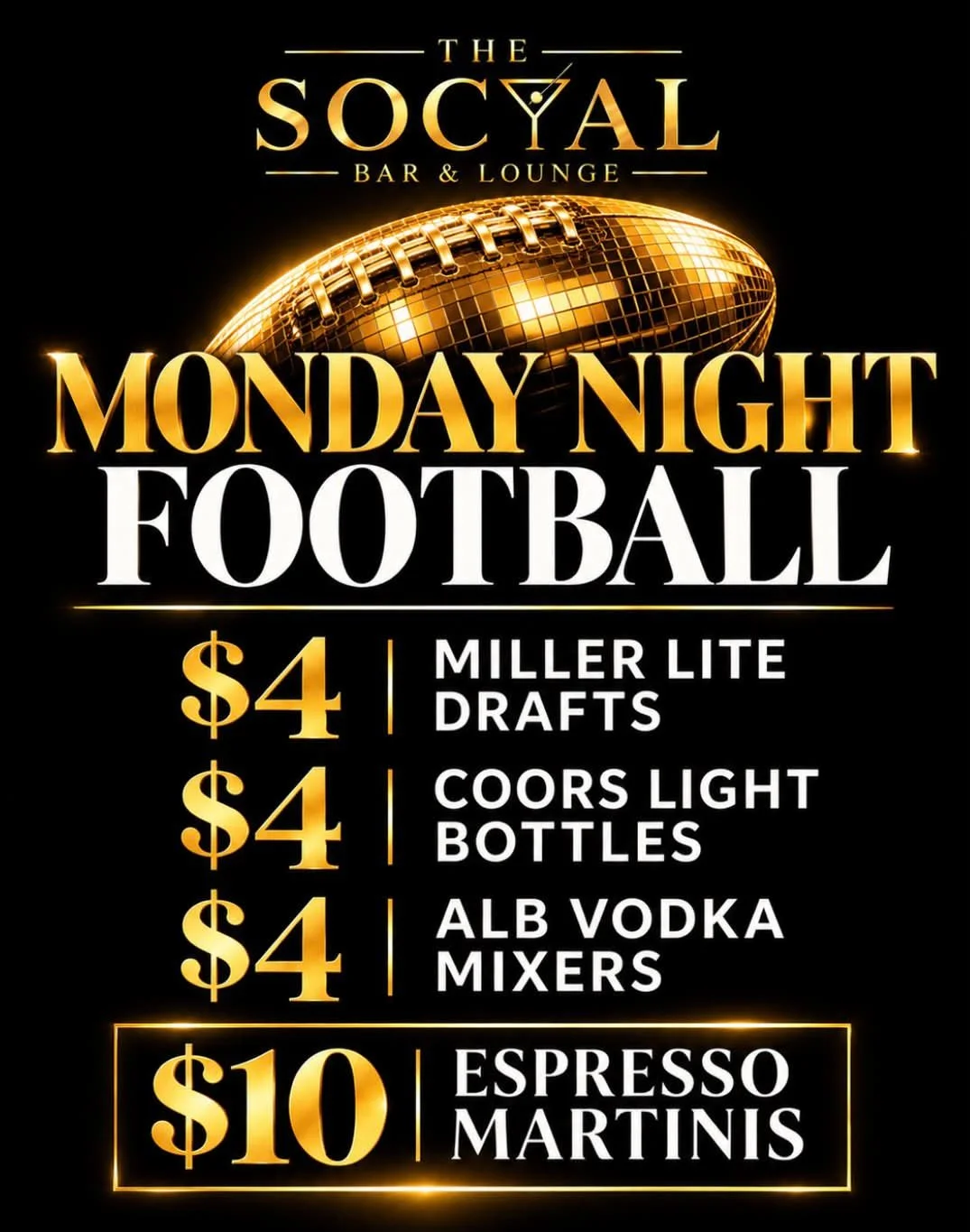 Grab your crew. We&rsquo;ll see you at The Social tonight. 🍸

8:15PM | Philadelphia Eagles vs Dallas Cowboys