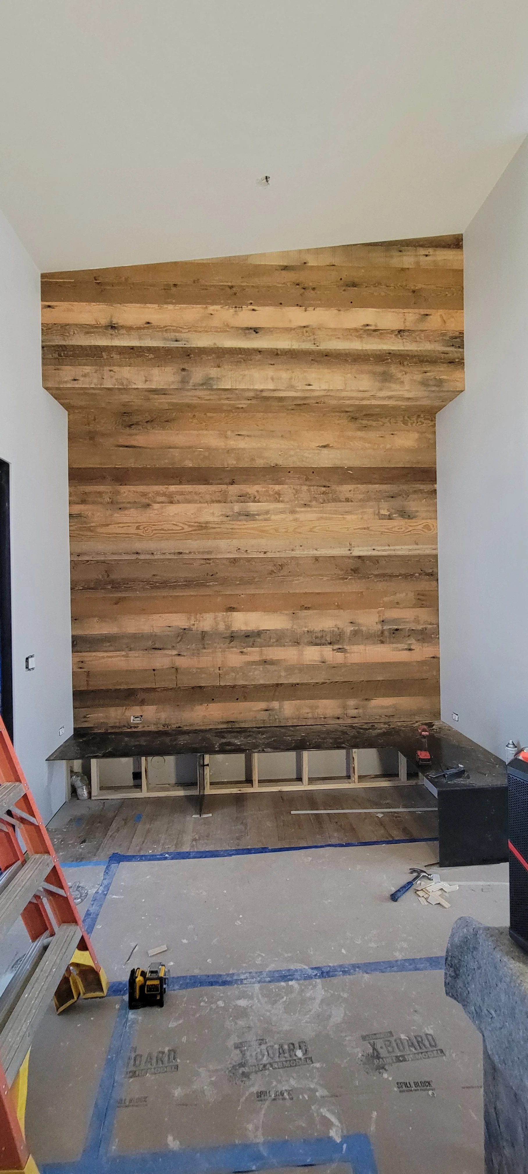 Reclaimed barnwood feature wall