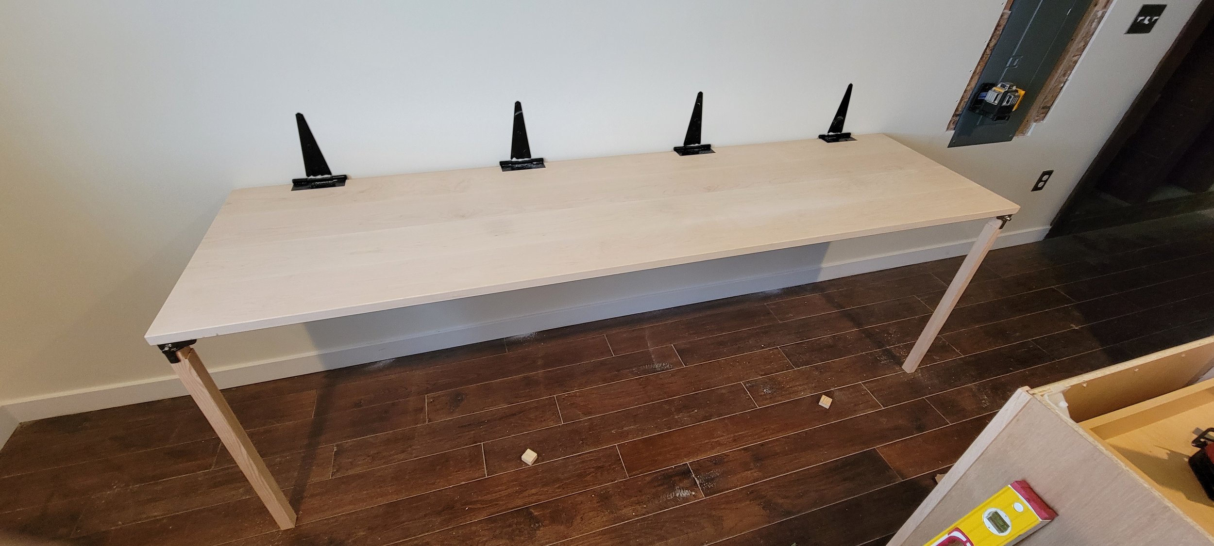 Custom milled soft maple fold-up table, unstained