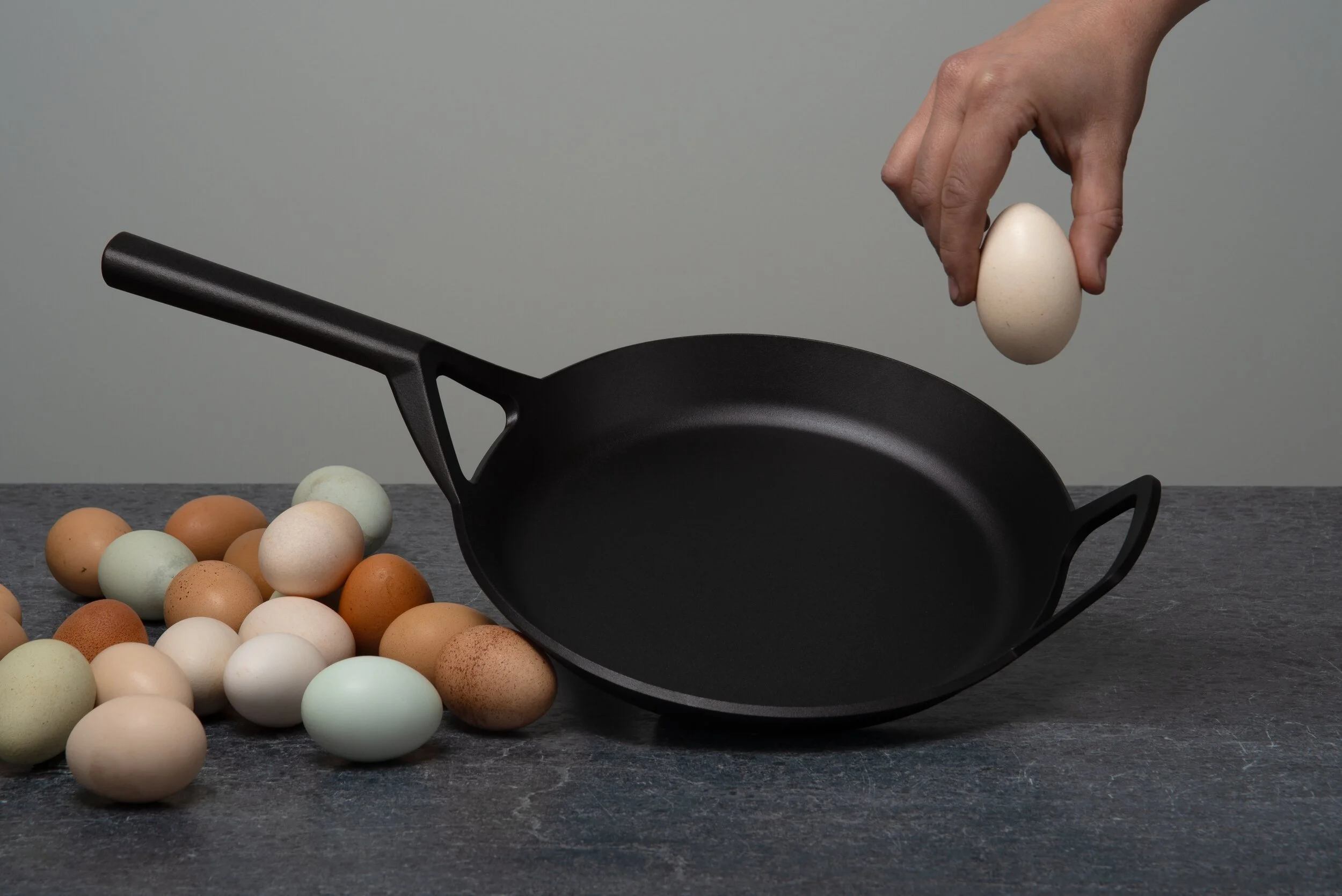 Borough Furnace 10.5" Frying Skillet with colorful farmer's market eggs