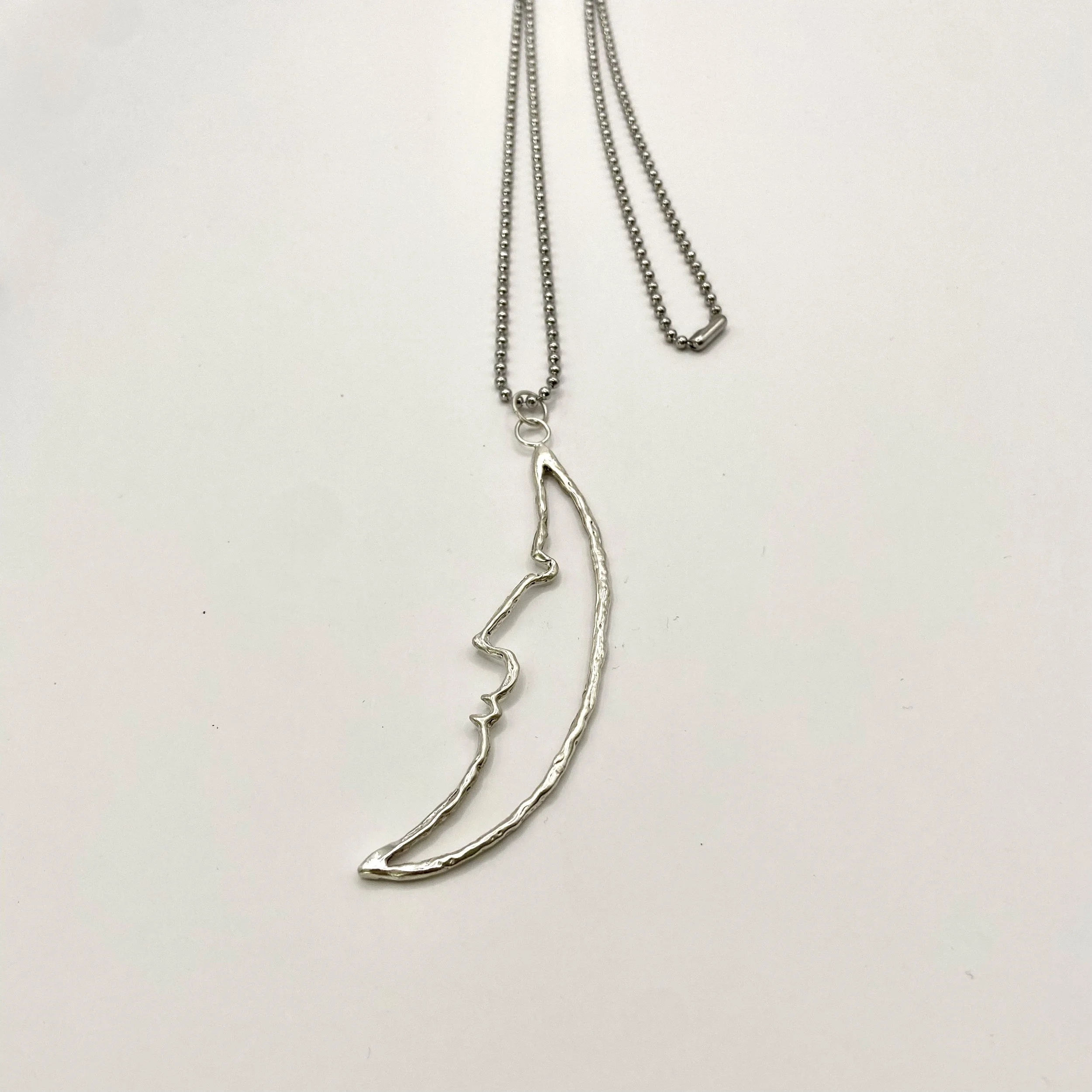 Sterling Silver Crescent Moon Pendant Necklace