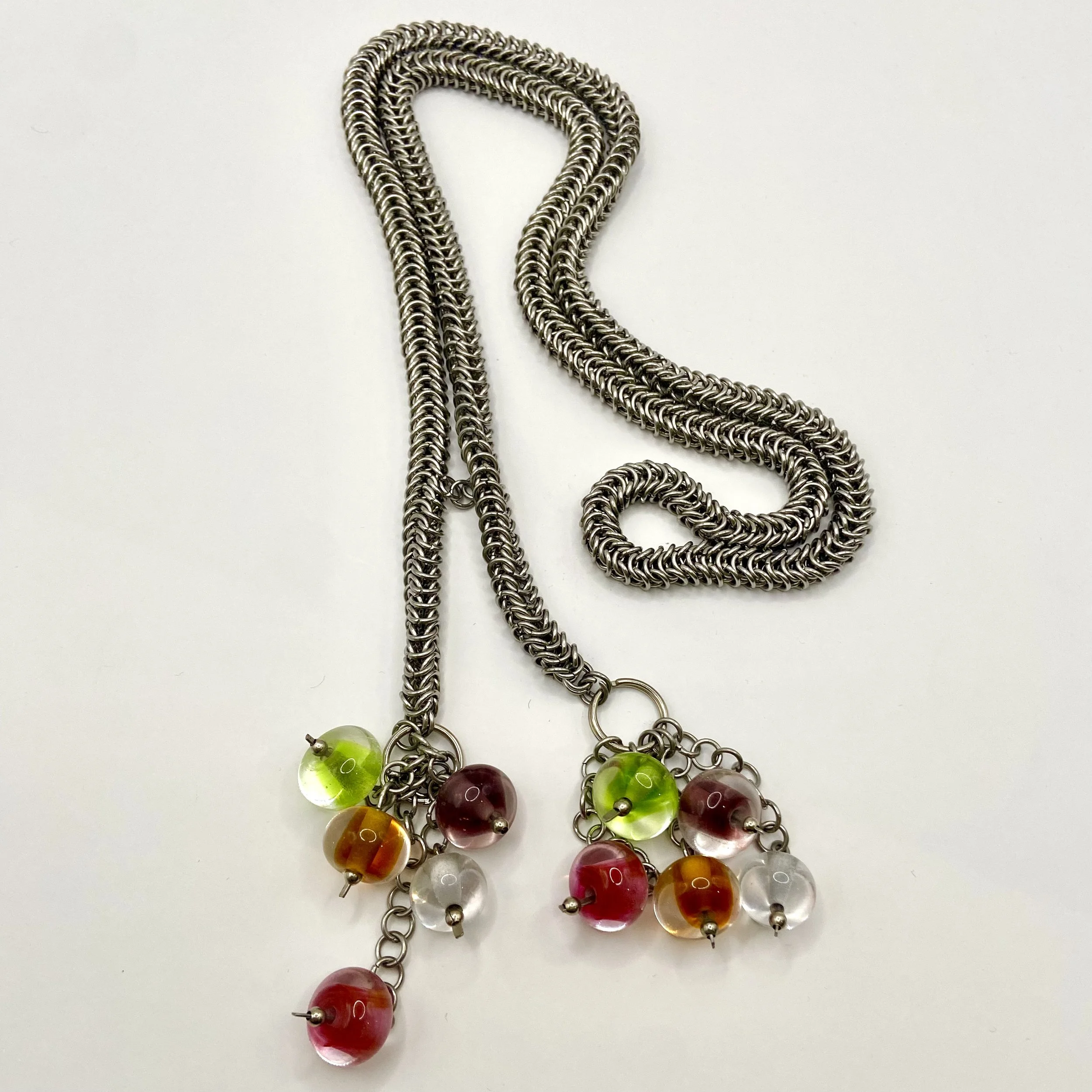 Vibrant Beaded Chainmail Necklace