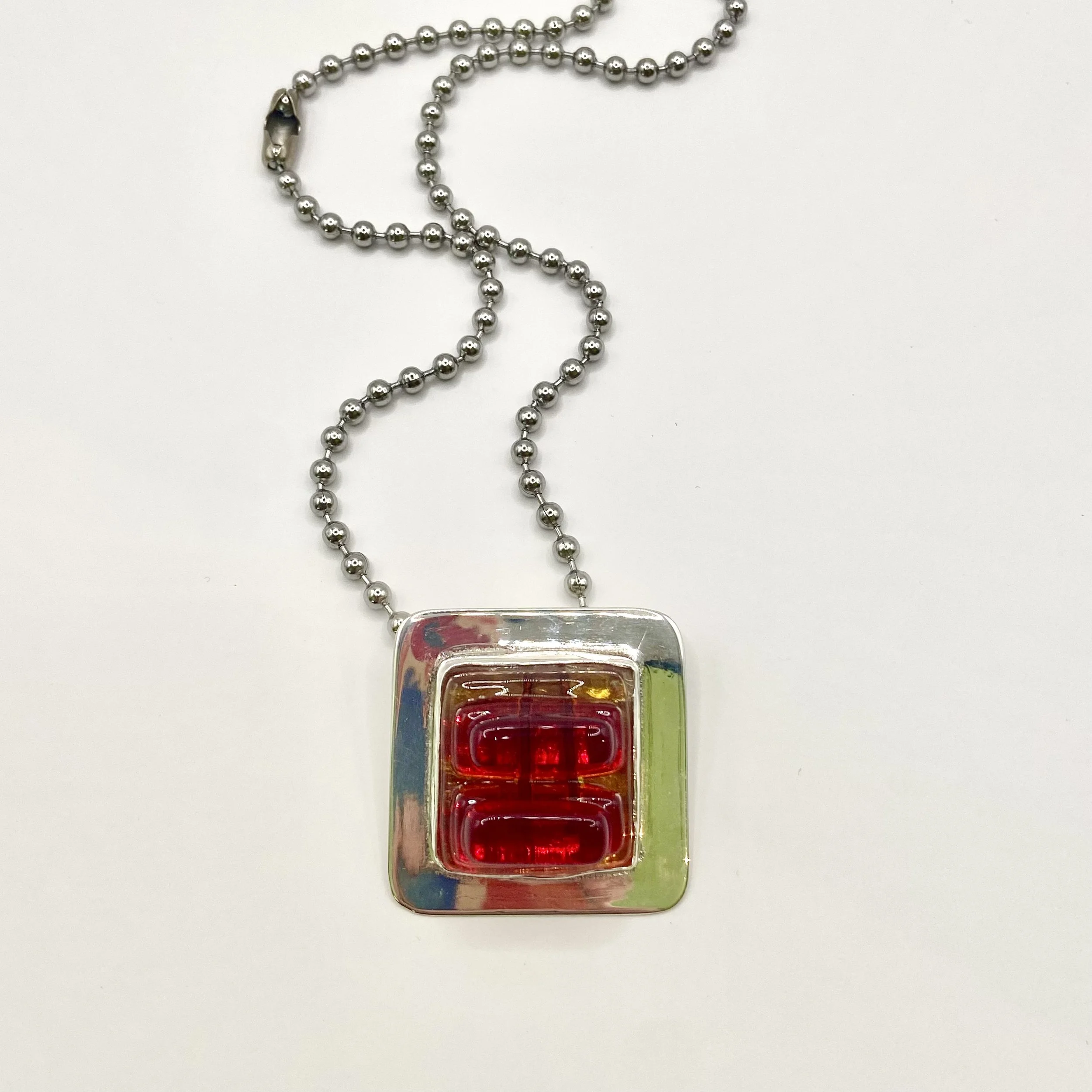 Red Fused Glass Pendant