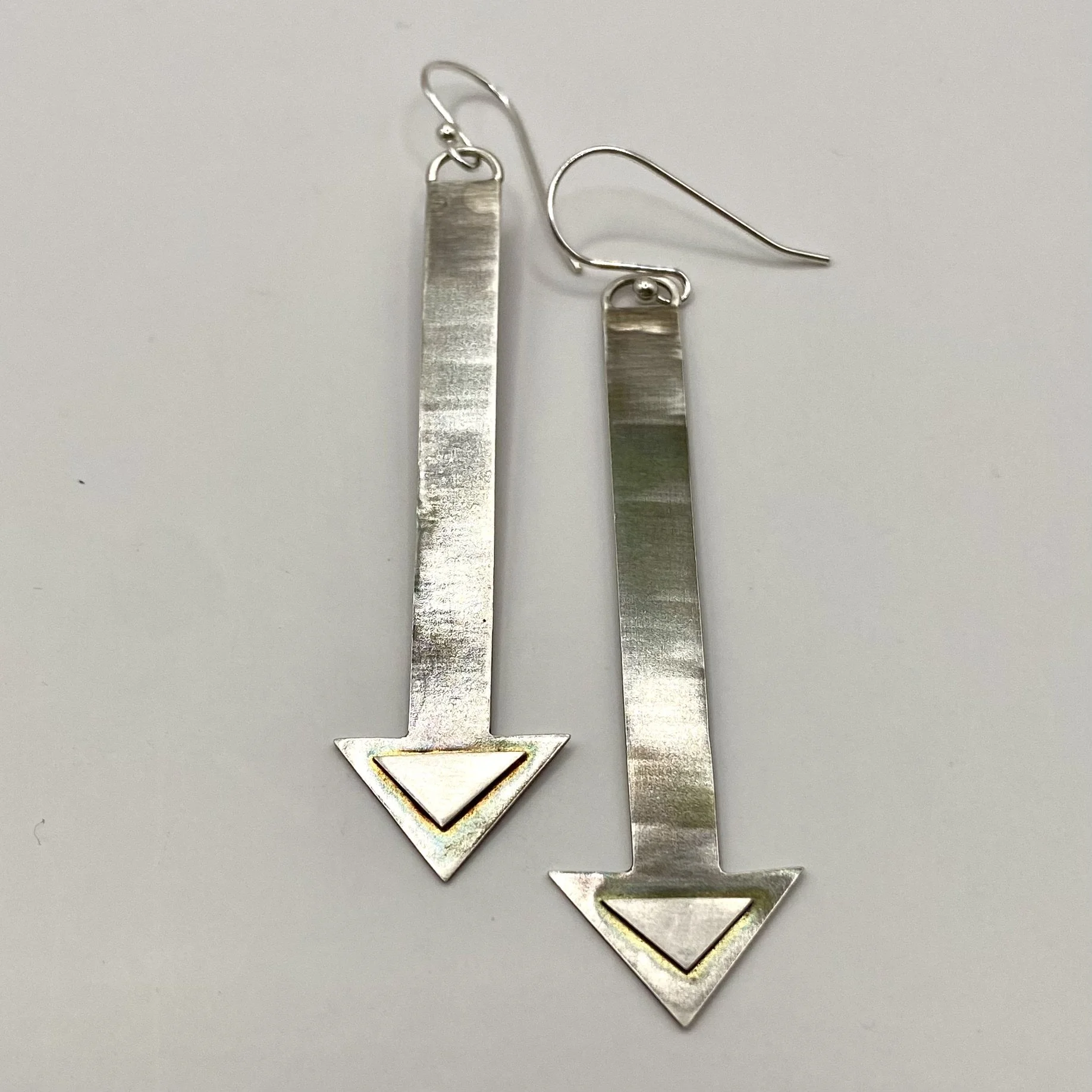 Antiqued Sterling Silver Arrow Earrings with Platinum Accents