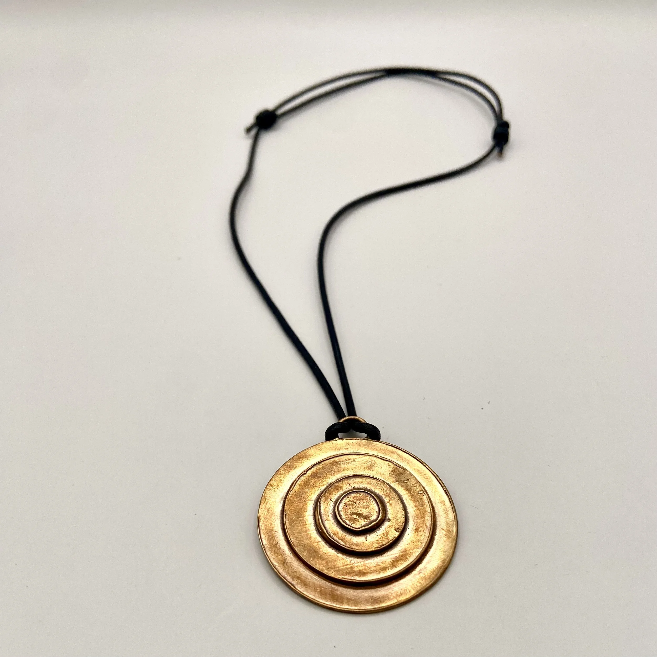 Ancient Bronze Circle Pendant Necklace