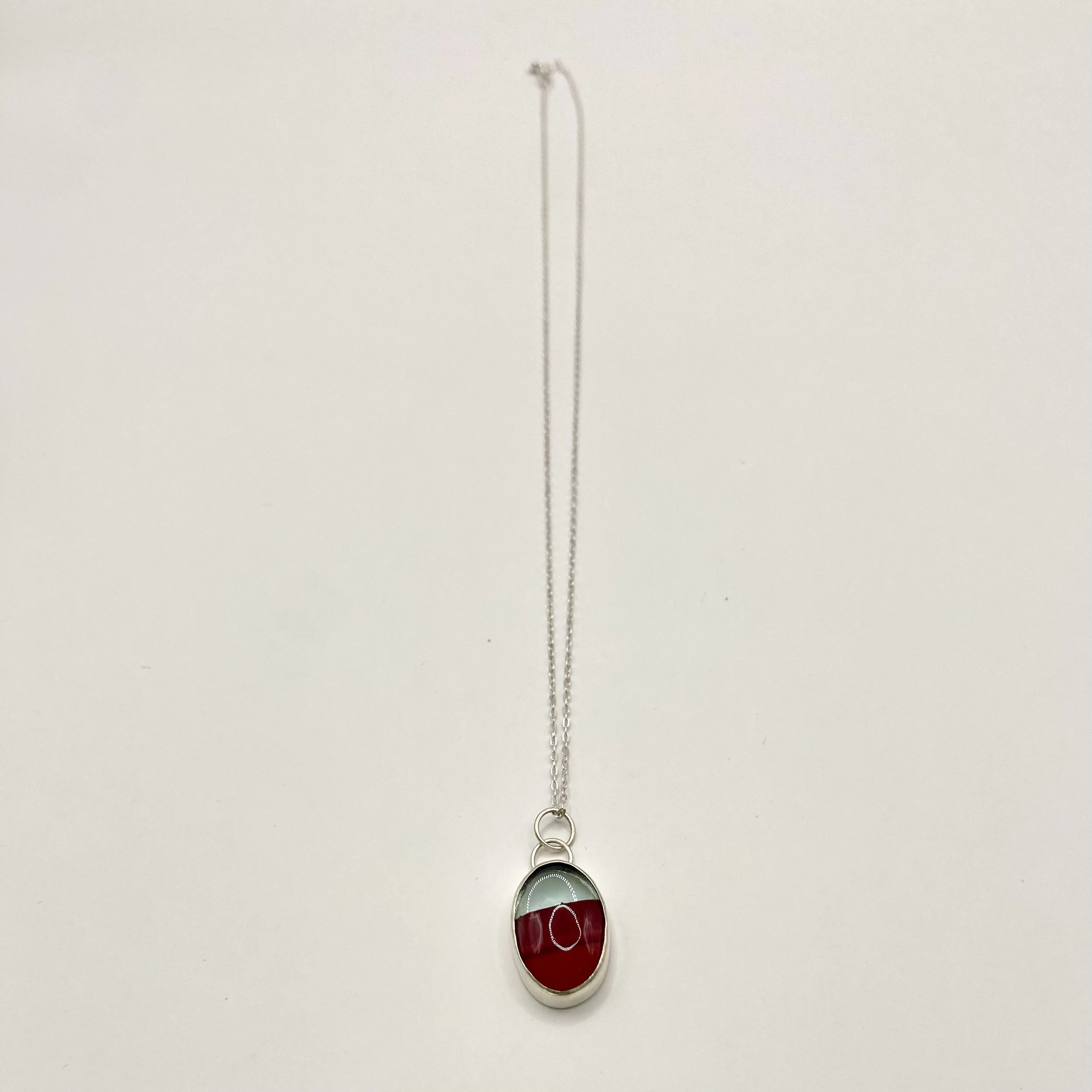 Sterling Silver Rosarita Red Glass Pendant Necklace