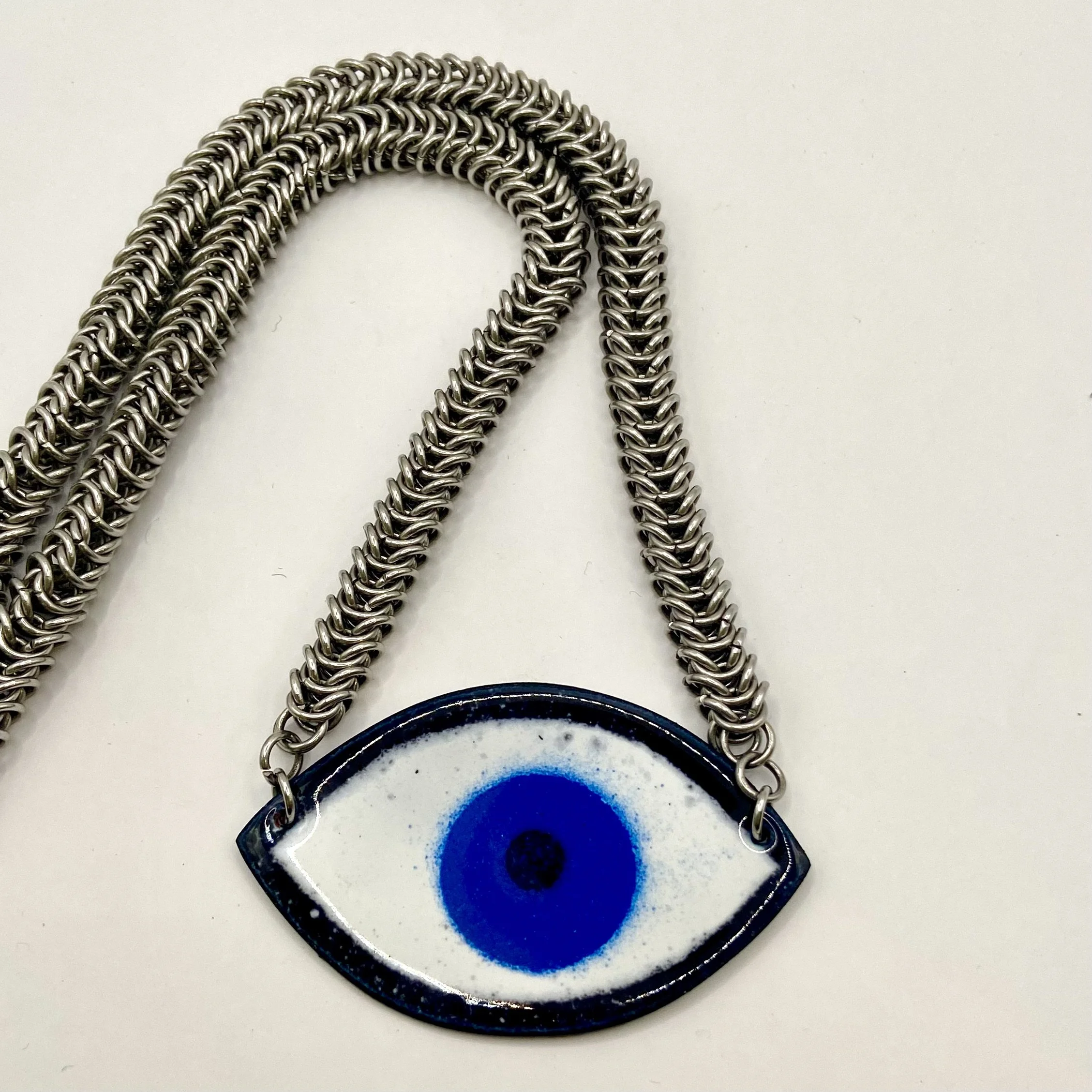 Enameled Warding Eye Pendant Necklace