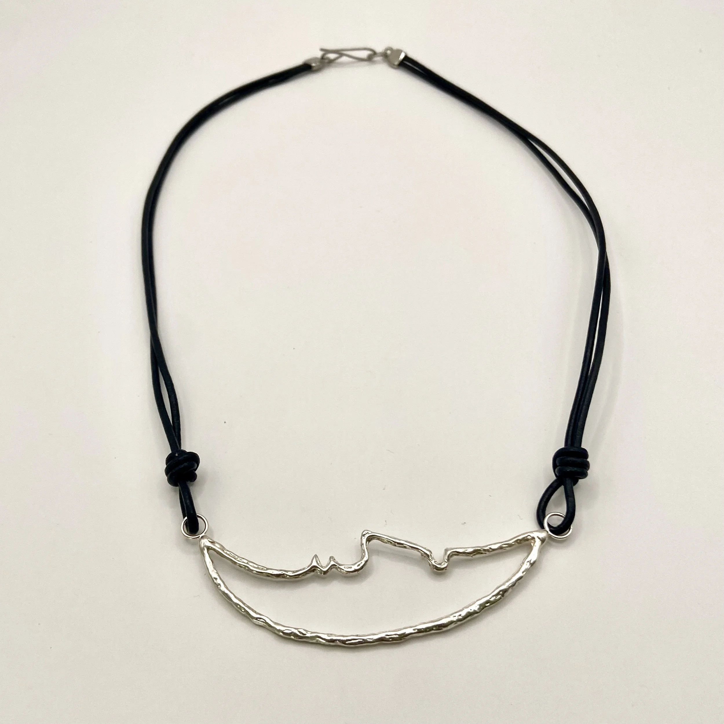 Sterling Silver Reclining Moon Pendant Necklace