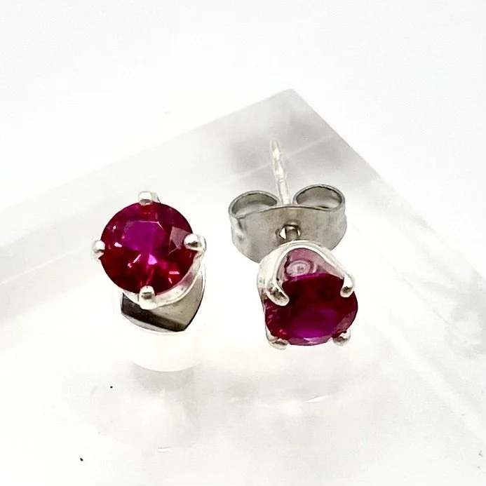 Sterling Silver Ruby Earrings