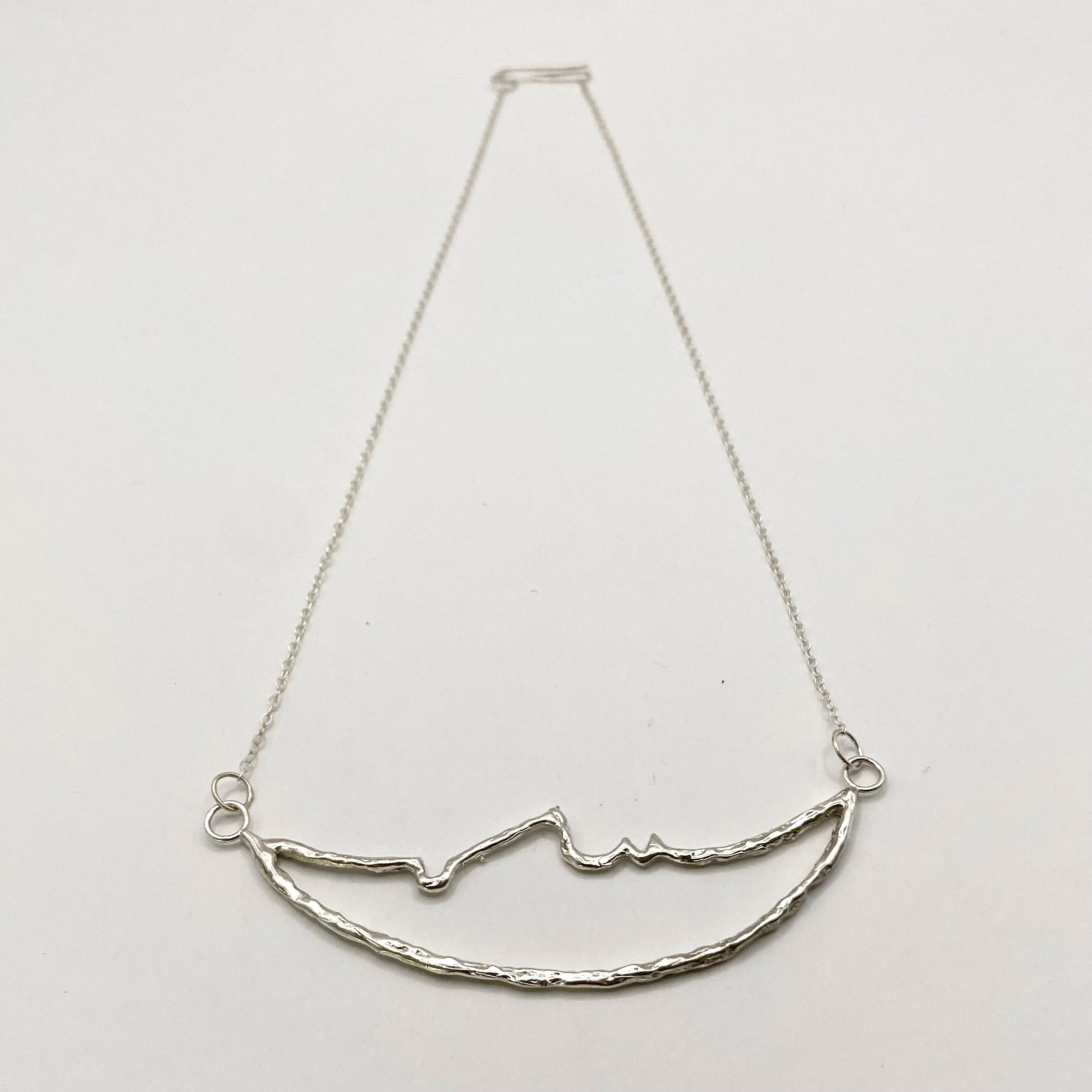 Sterling Silver Reclining Moon Pendant Necklace
