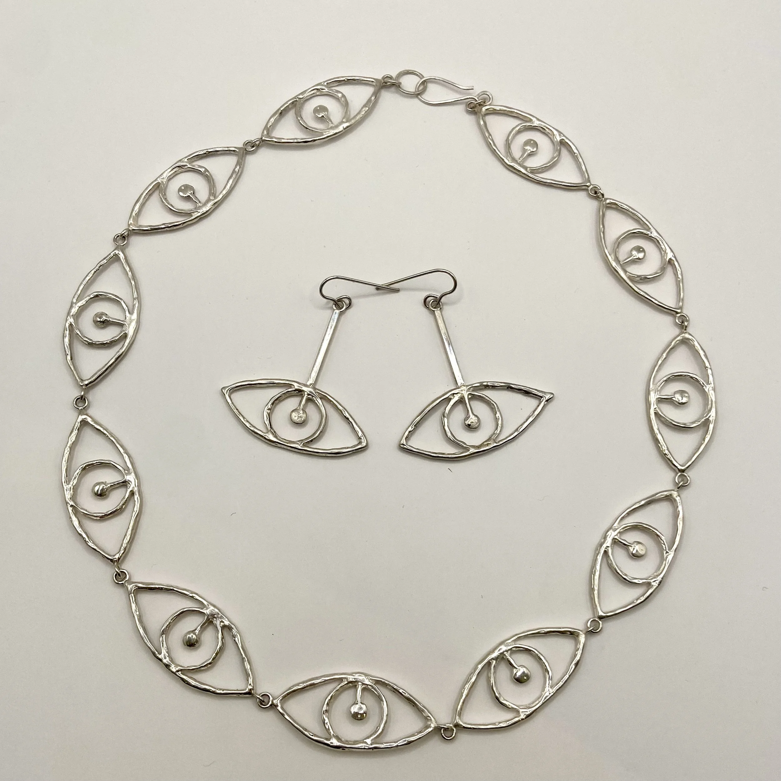 Sterling Silver Warding Eye Necklace & Earring Set