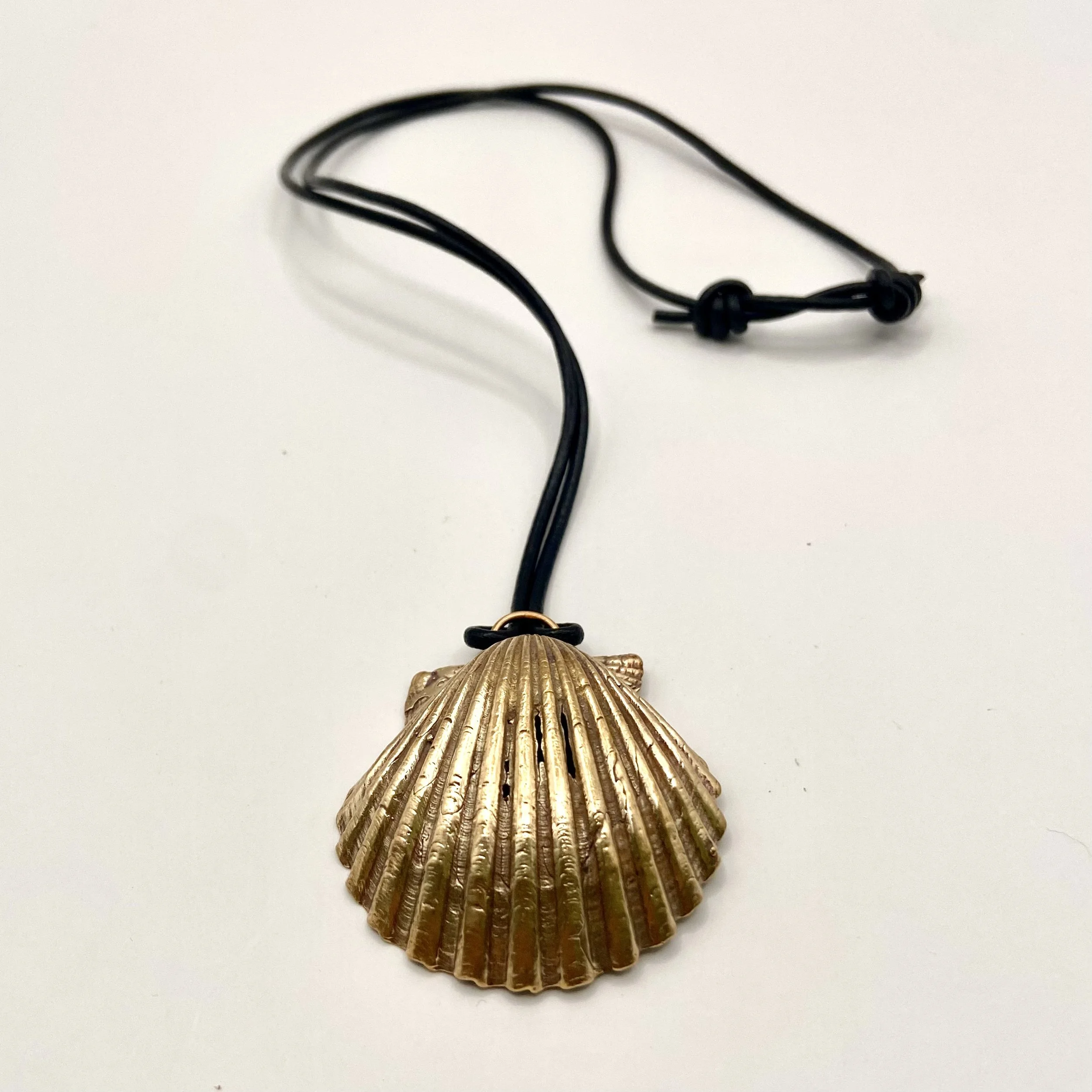 Ancient Bronze Seashell Pendant Necklace