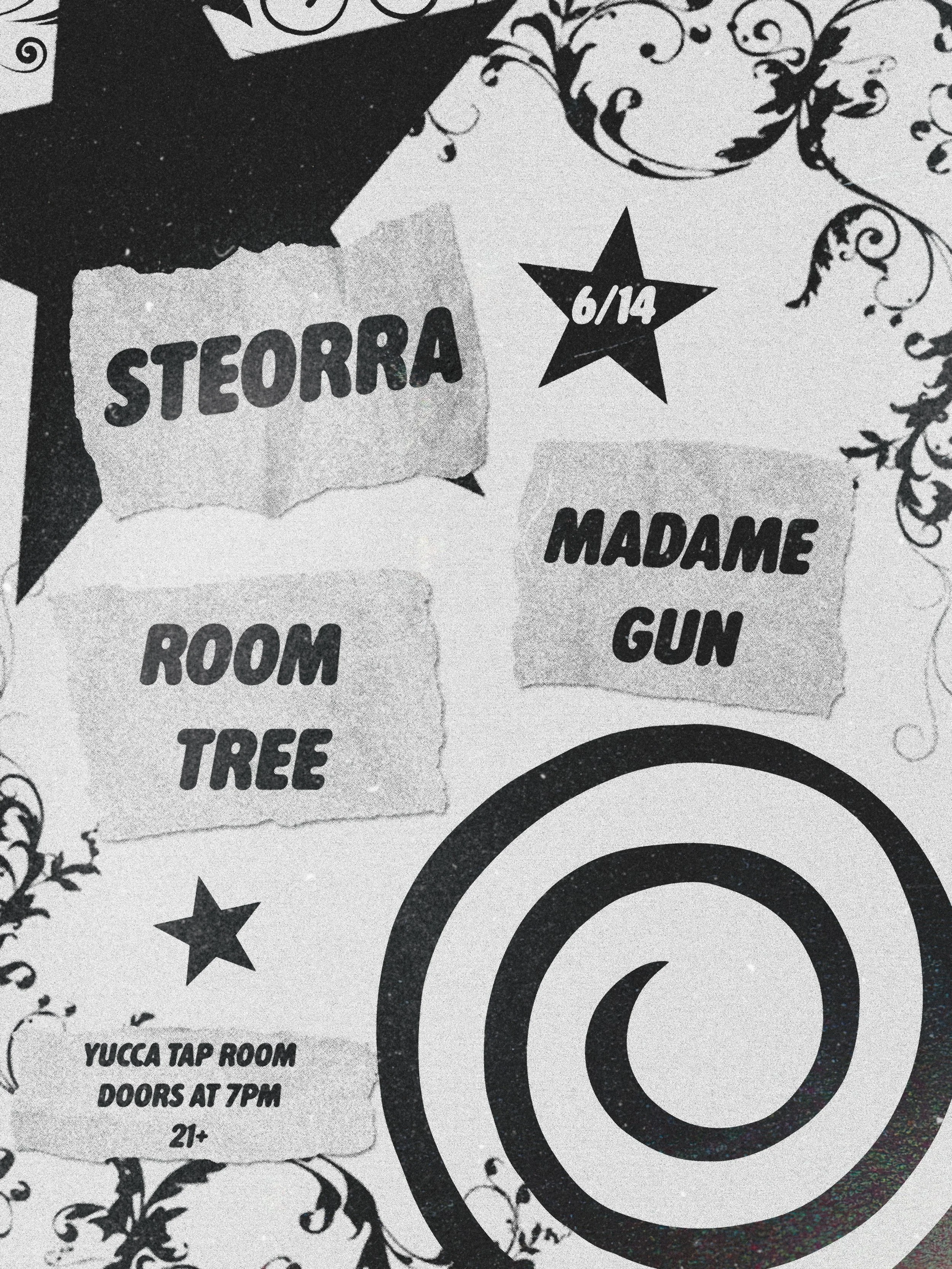 6/14- Playing with @wearemadamegun + @roomtreemusic at Yucca Tap Room 🌀

21+ | Doors at 7 PM | respect the space and bring your friends!

flyer by: @jetsetstars