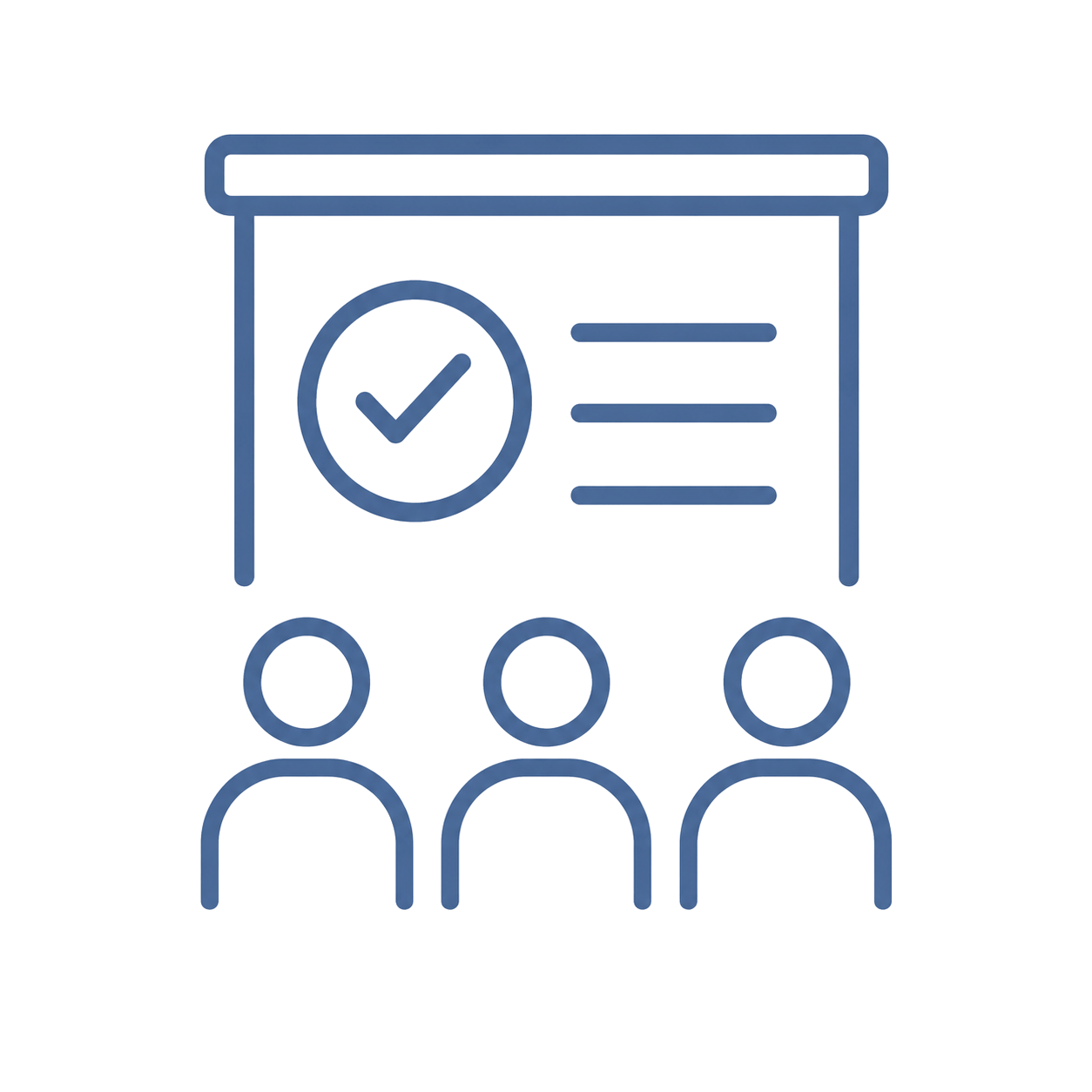 An Icon depicting a group of people looking at a presentation.