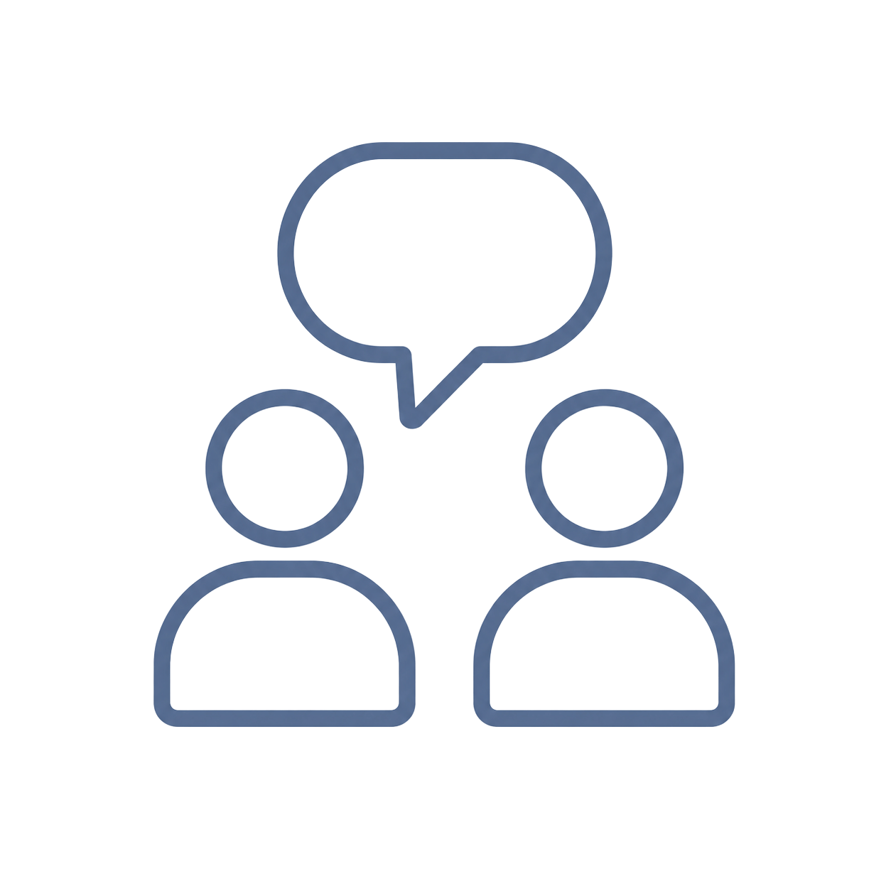 An Icon depicting two individuals talking to each other..