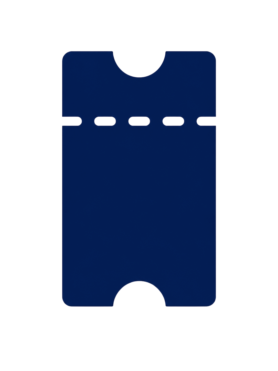 Dark blue icon depicting a ticket.
