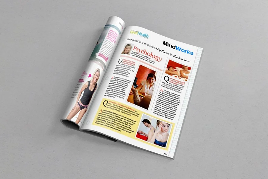 Good Health Magazine spread featuring psychologist Sara Chatwin