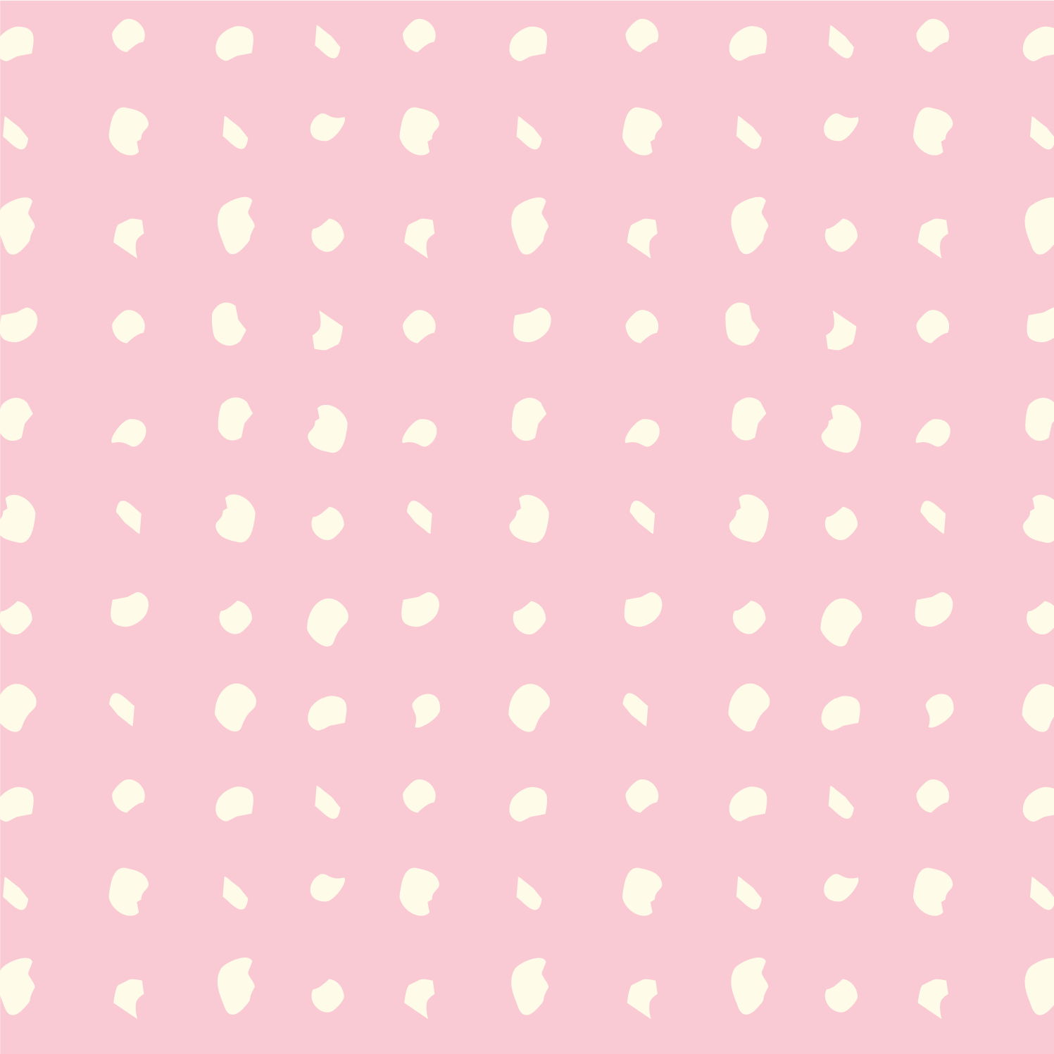 Pattern with pink background and scattered cream-colored abstract shapes.