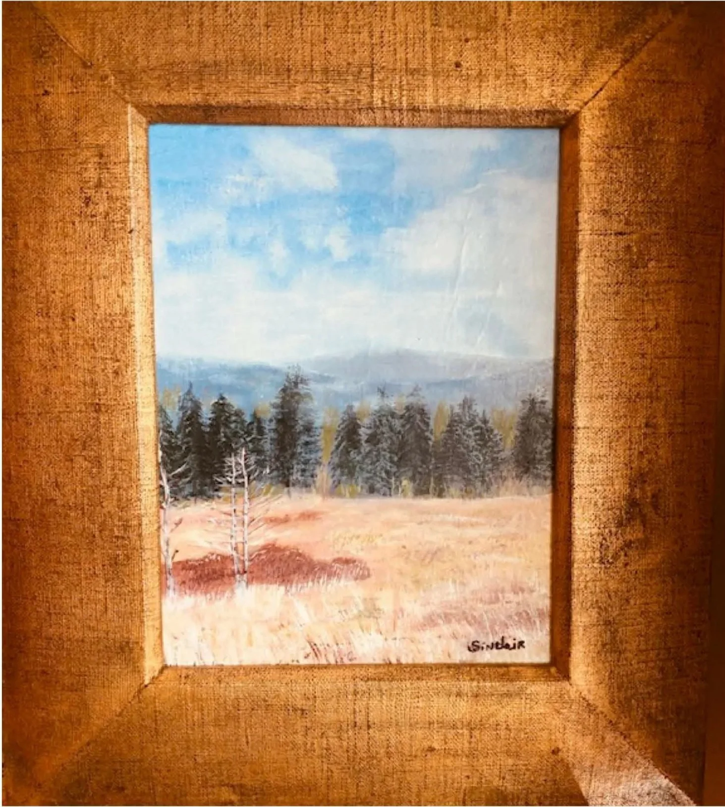Woodland Landscape Painting in wood frame
