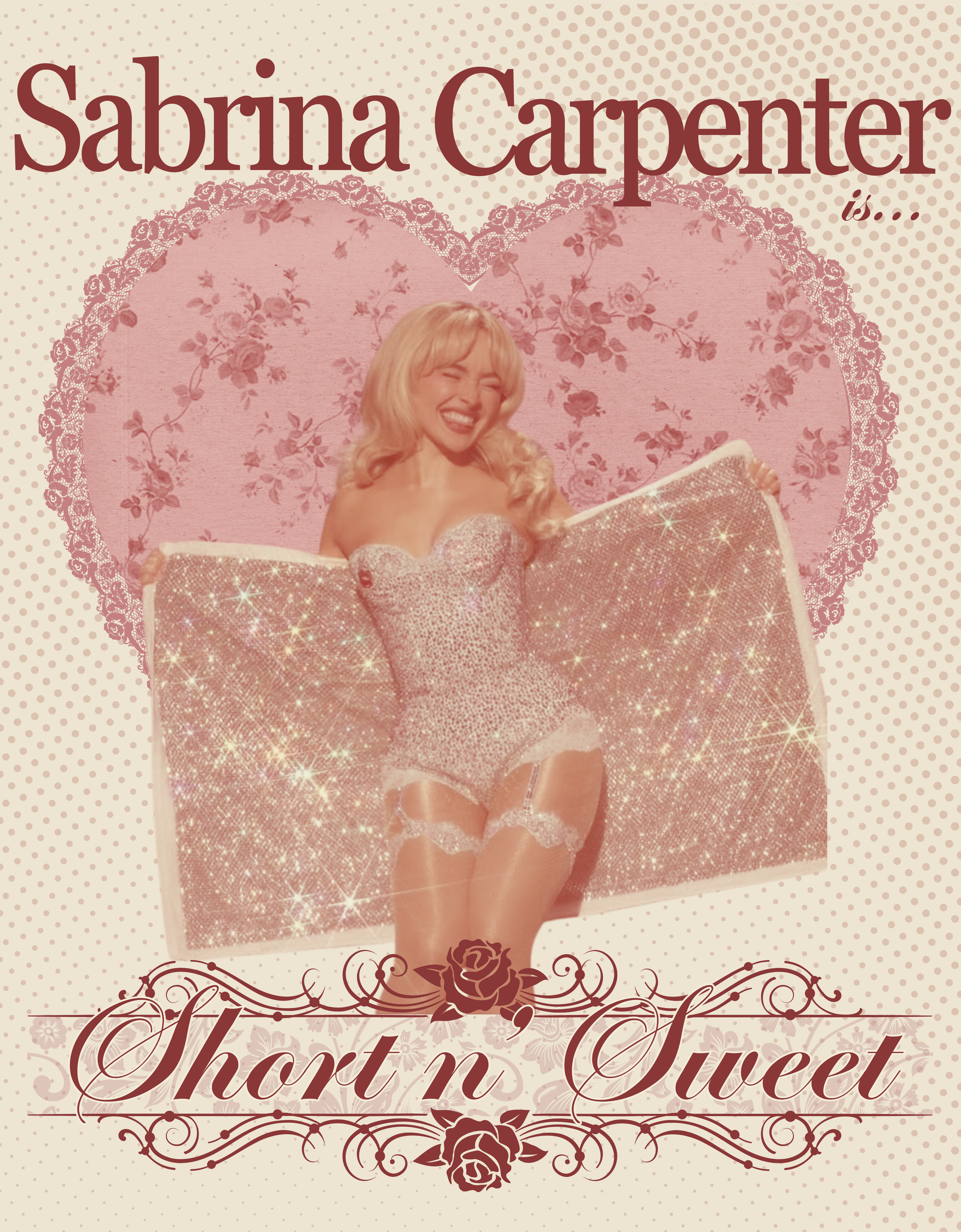 My favorite out of these projects. This is an unofficial design for a piece of merchandise for one of my favorite singers, Sabrina Carpenter. The next image is the concept for the back of the same piece of merchandise.