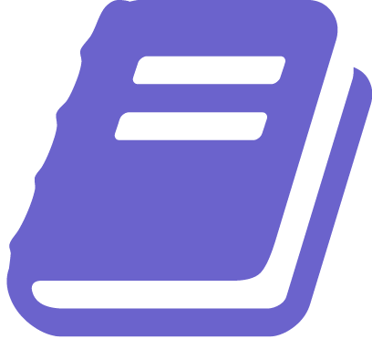 Simplified blue book icon with two horizontal lines on the cover