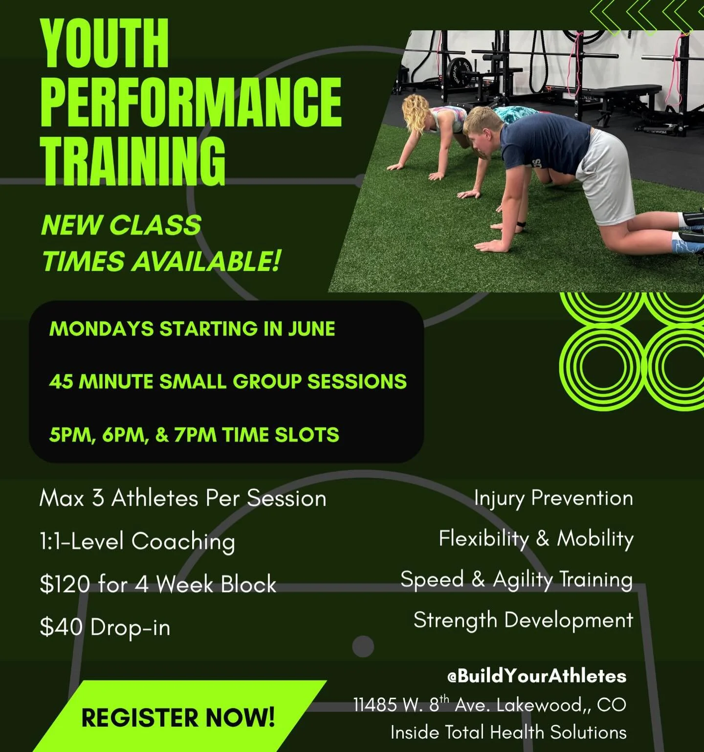 We Baaaack 🤩

We&rsquo;re excited to open registration for our next block of Youth Performance Summer Training beginning in June. These sessions will follow a similar structure to our previous training blocks, with a continued focus on building stre