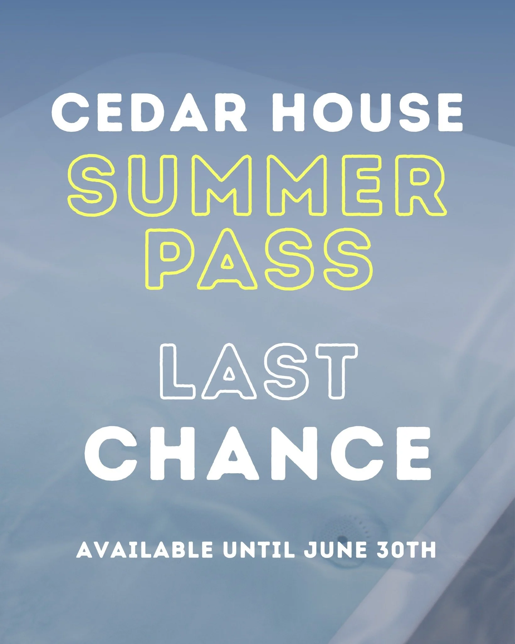 The Summer Pass isn't sticking around all summer.

$99/month &bull; 3 months

12 sauna sessions.
3 contrast therapy sessions.

Continue as a Cedar House member after your Summer Pass ends and your unused credits stay with you.

Available through June