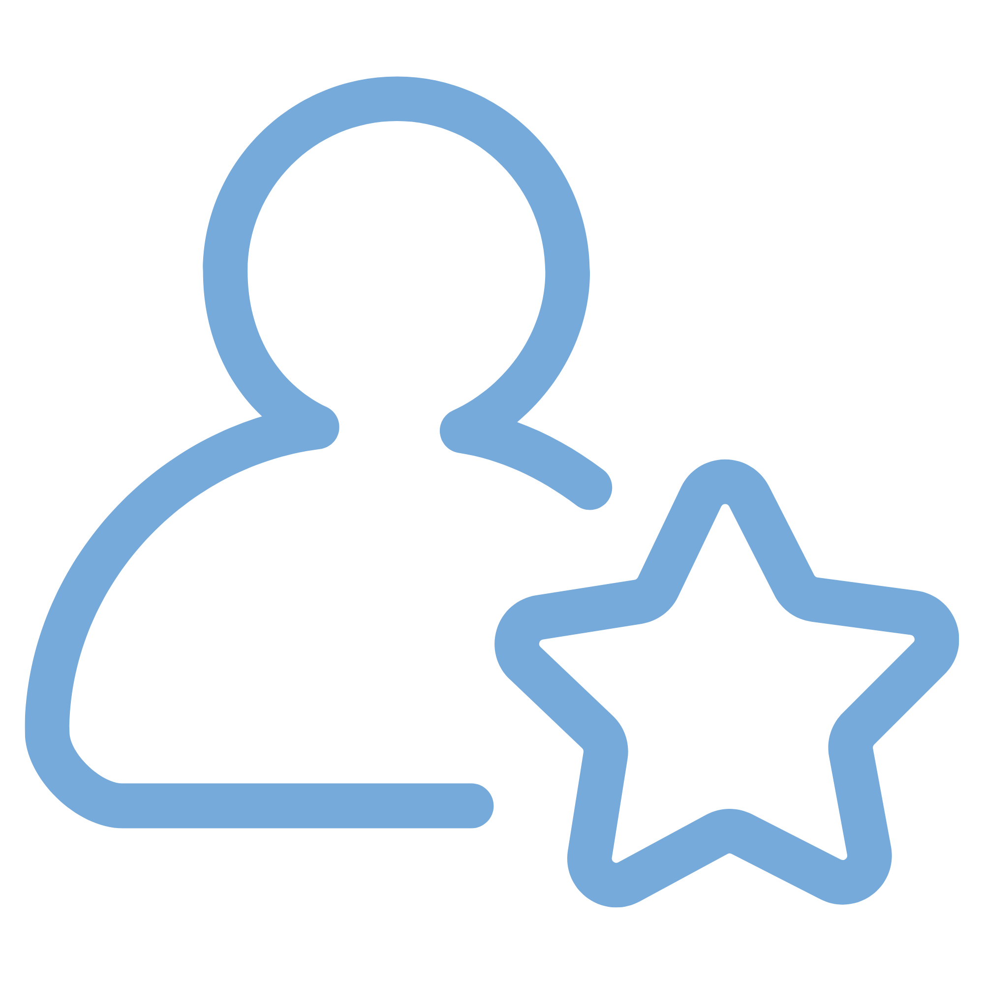 Outline of a person holding a card and a tablet, with a star icon near the hand holding the card.