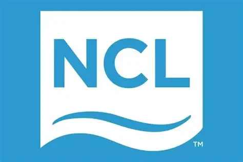 Logo with the letters NCL inside a square, above a wavy line, on a blue background.