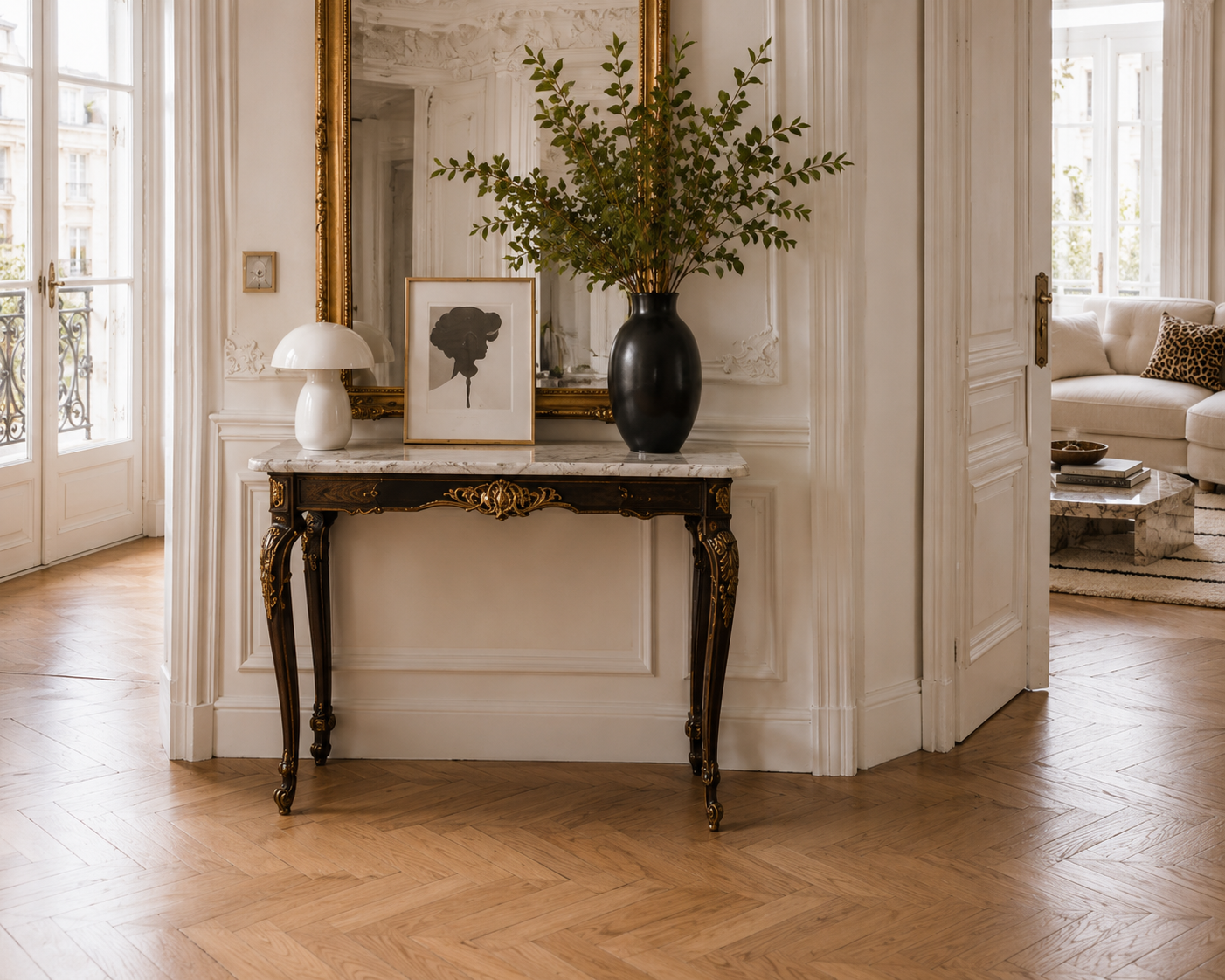 Entryway console table styling in a Manhattan apartment — NYC interior design by Elle Emme Atelier