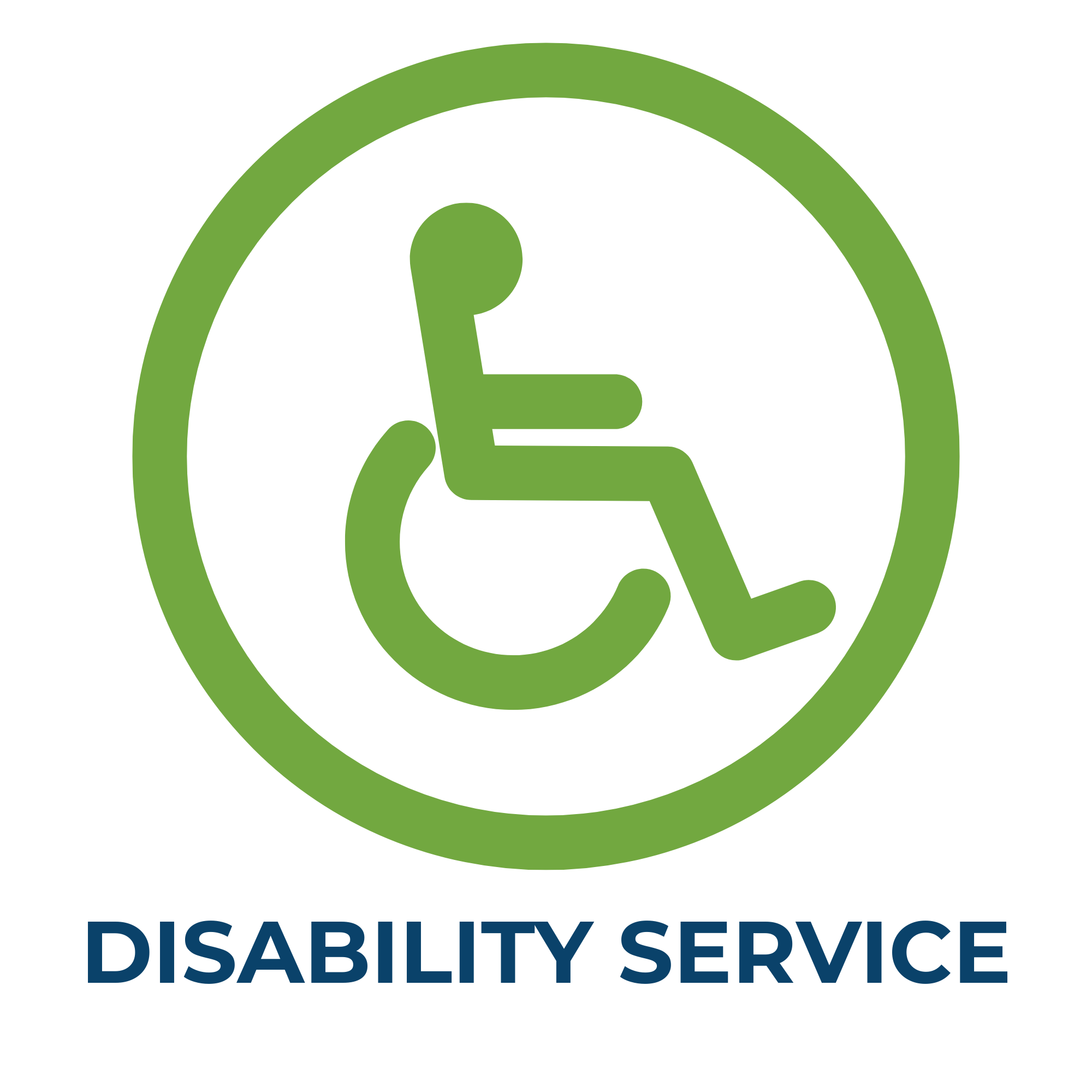 Green and blue Disability Service logo with a wheelchair symbol and the words "Disability Service" underneath.