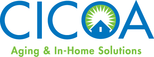 CICOA Aging & In-Home Solutions logo with a house and sun graphic inside the letter O.
