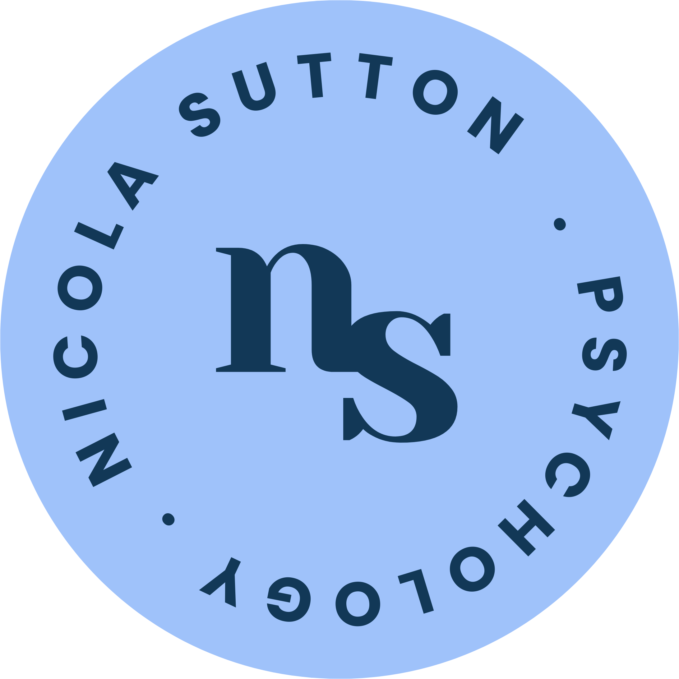Dr Nicola Sutton logo on blue background