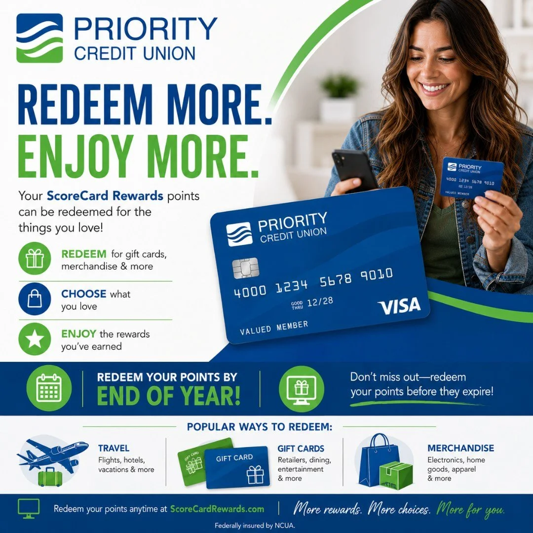 You've Earned Them. Now Enjoy Them! Don't let your ScoreCard&reg; Rewards points go unused. Redeem your points by December 31 before the current rewards program comes to an end. ✨ Plus, we're preparing something exciting for our credit card members. 