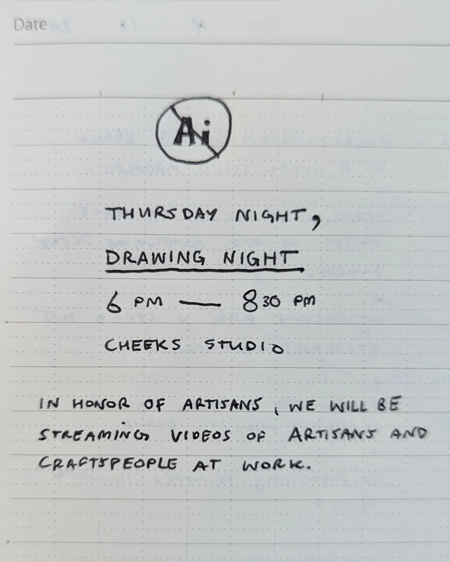 i got a youtube trial subscription so we could watch real people do real things see you thursday night bring a pillow if u wanna sit on the floor u dont even gotta draw just hang