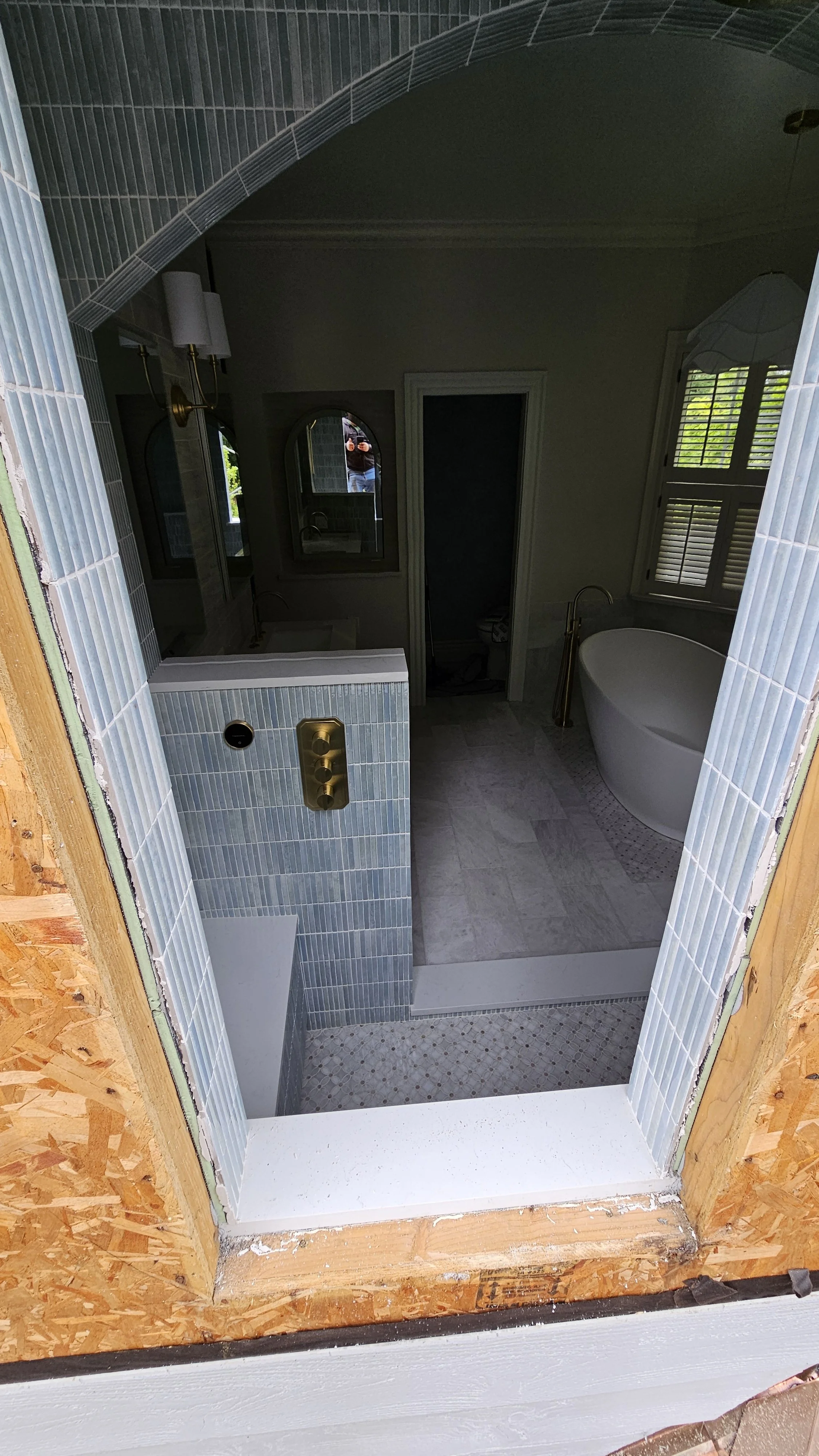 Looking in on a bathroom remodel in progress