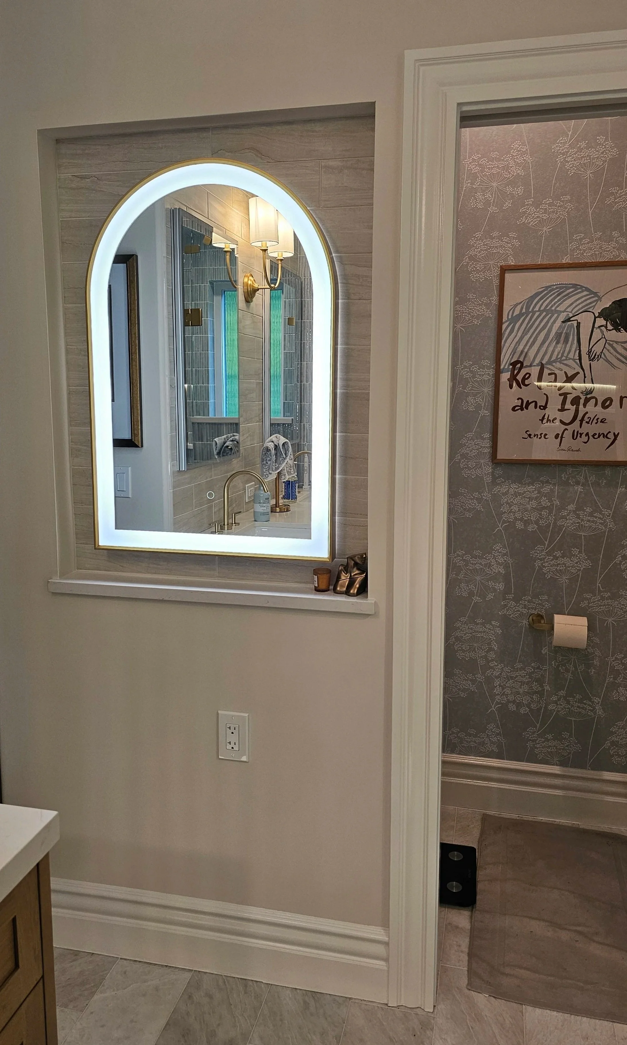 Bathroom remodel: installed light-up vanity