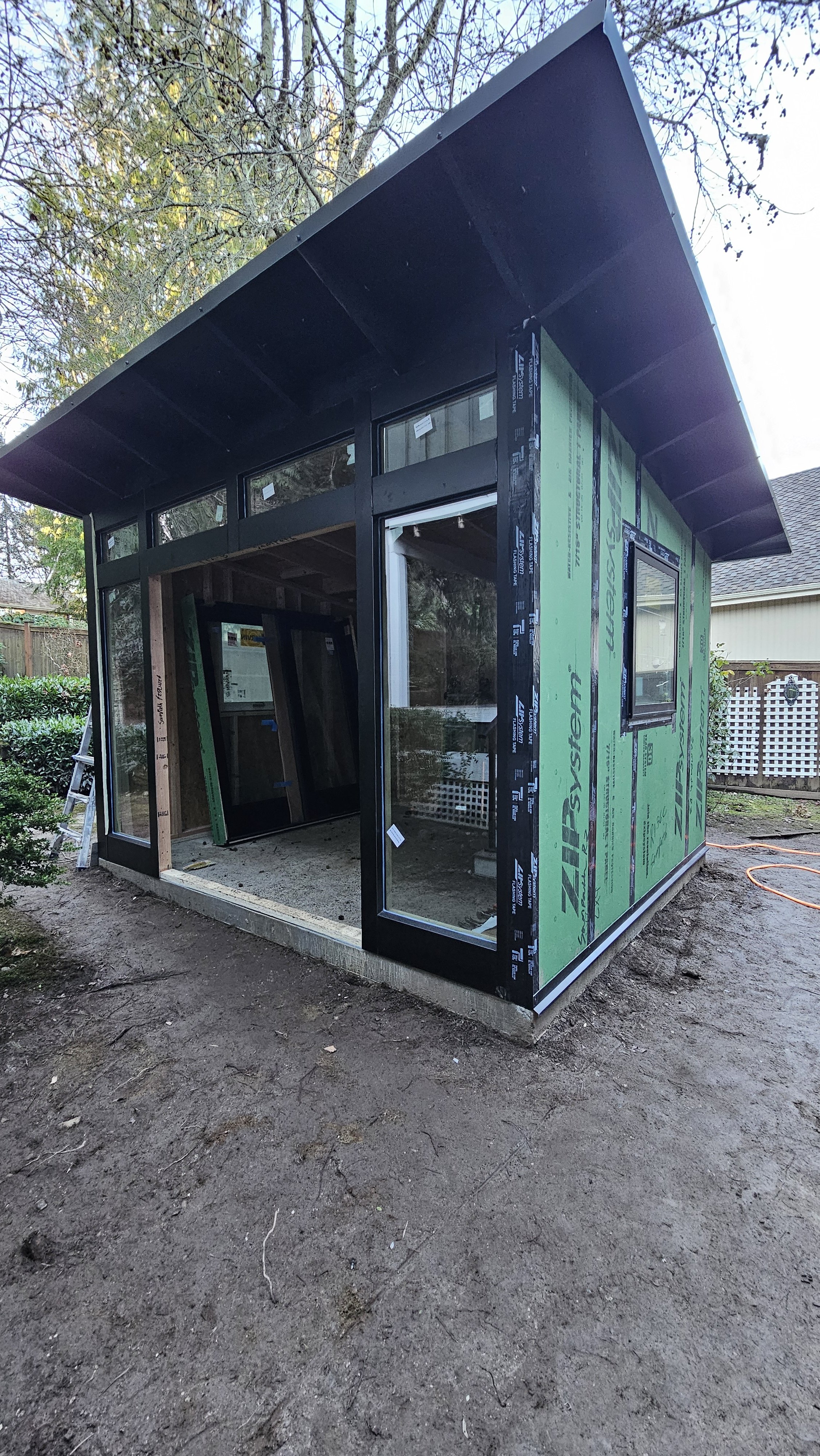 STUDIO SHED 4 roof completed, no siding