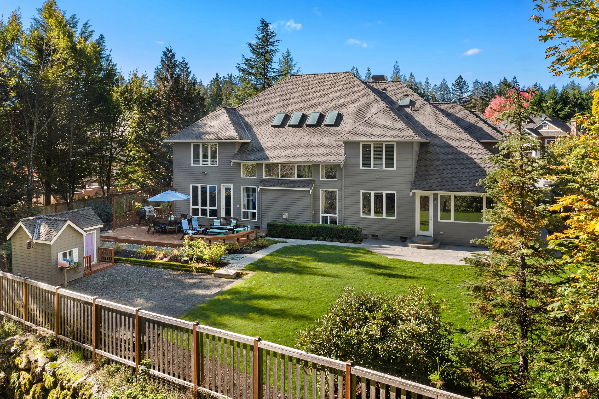 Deck repairs and staining, chimney repairs, outdoor light fixture replacements, misc. exterior touch ups
